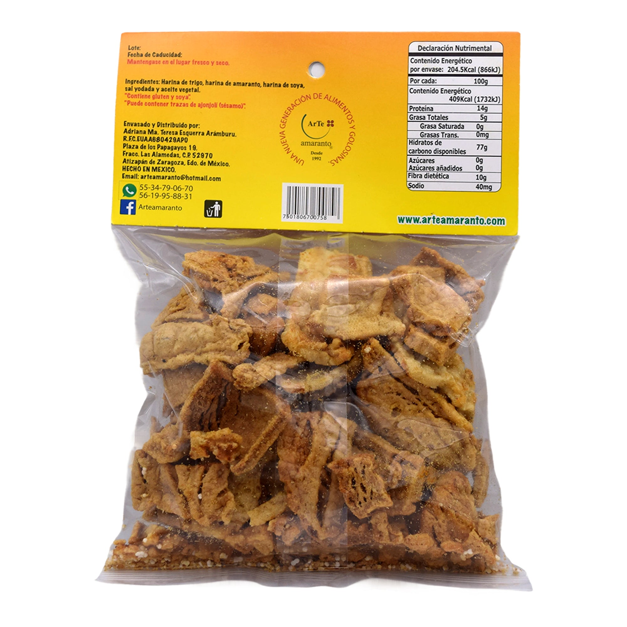 Chicharron Con Amaranto Y Soya Natural 50 G (Caja 12)