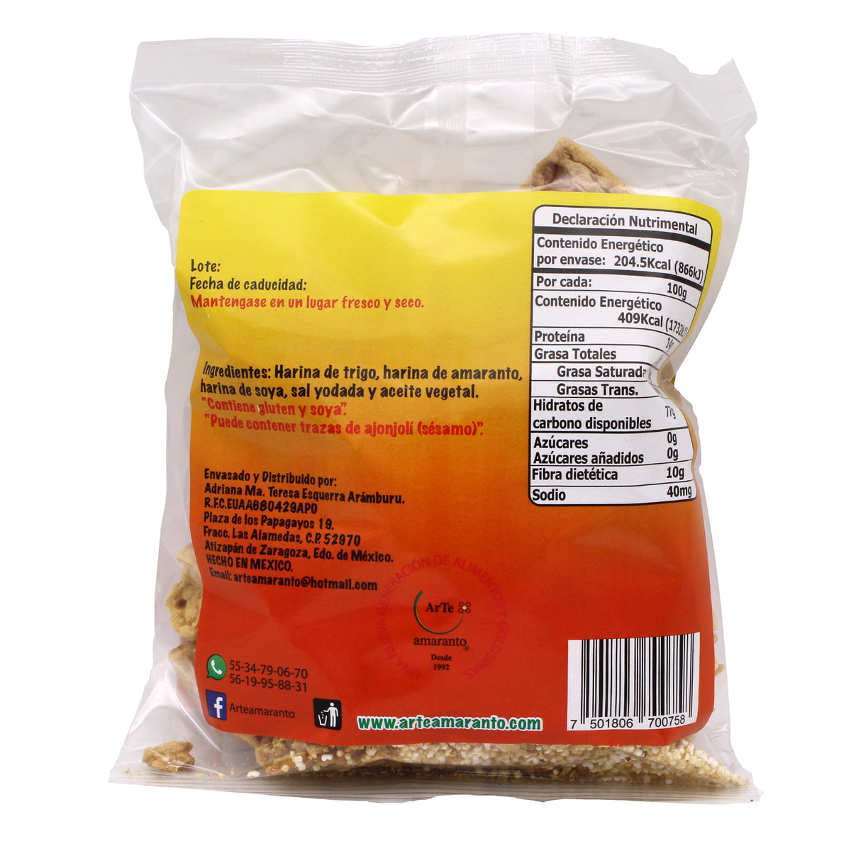 Chicharron Con Amaranto Y Soya Natural 50 G (Caja 12)