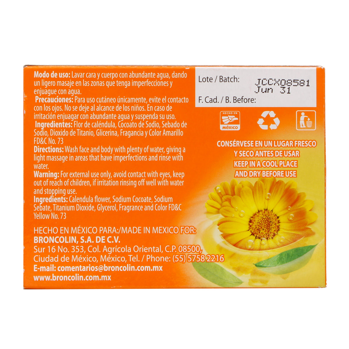 Jabon De Calendula Antiseptico 100 G