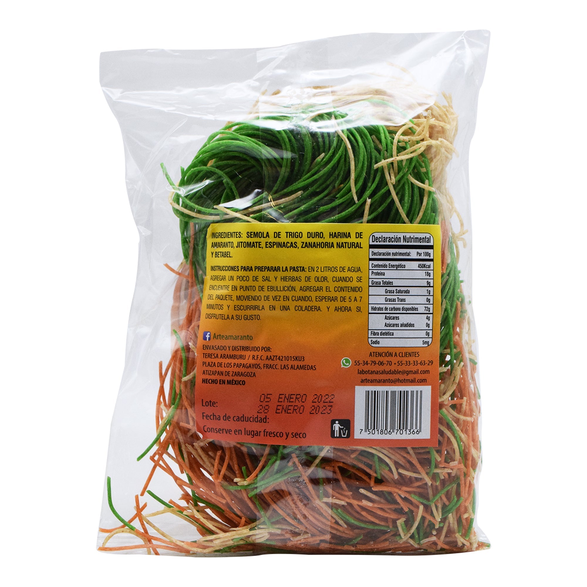 Pasta Integral Con Verdura Y Amaranto Fideo 200 G