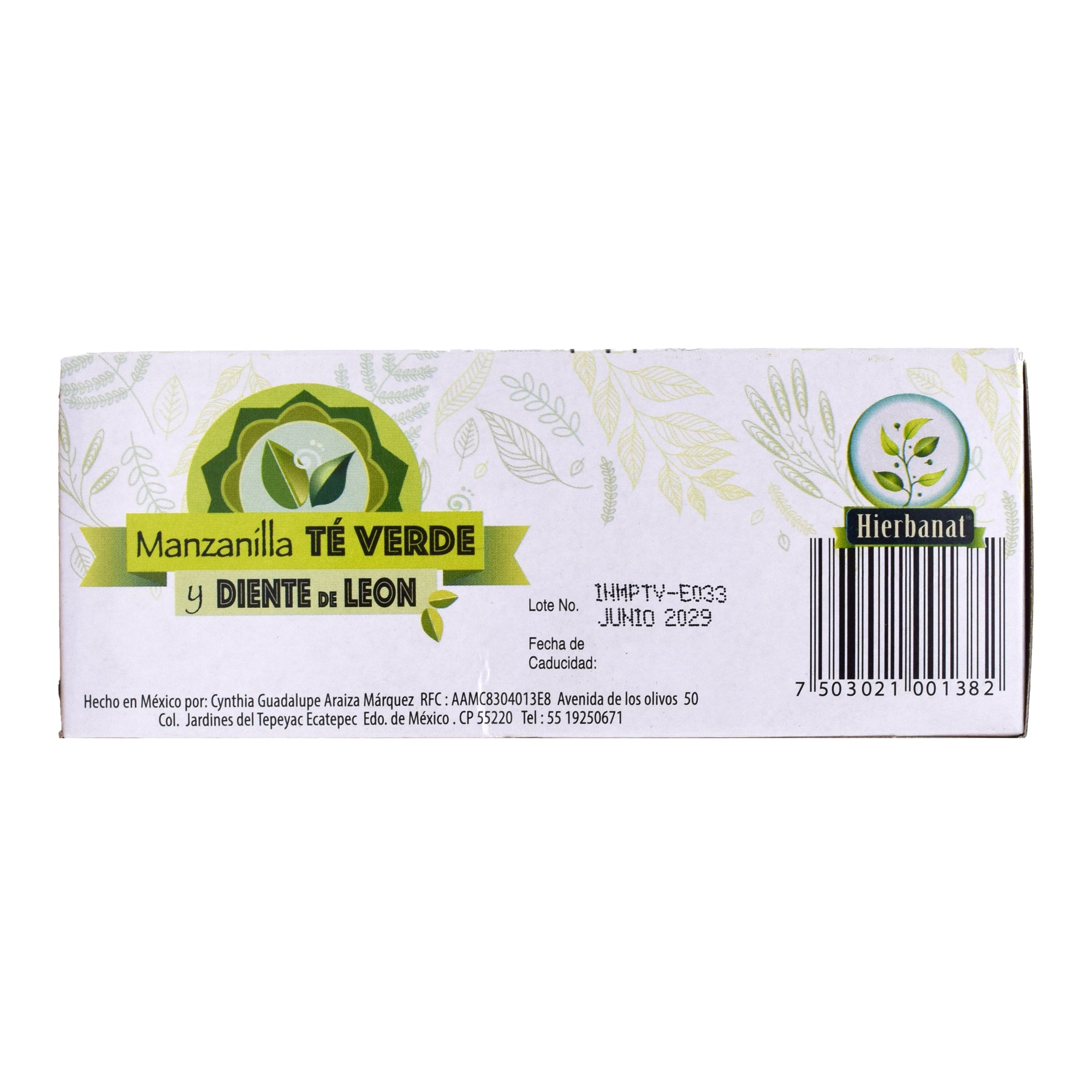 Diente De Leon Te Verde Y Manzanilla 25 Sob