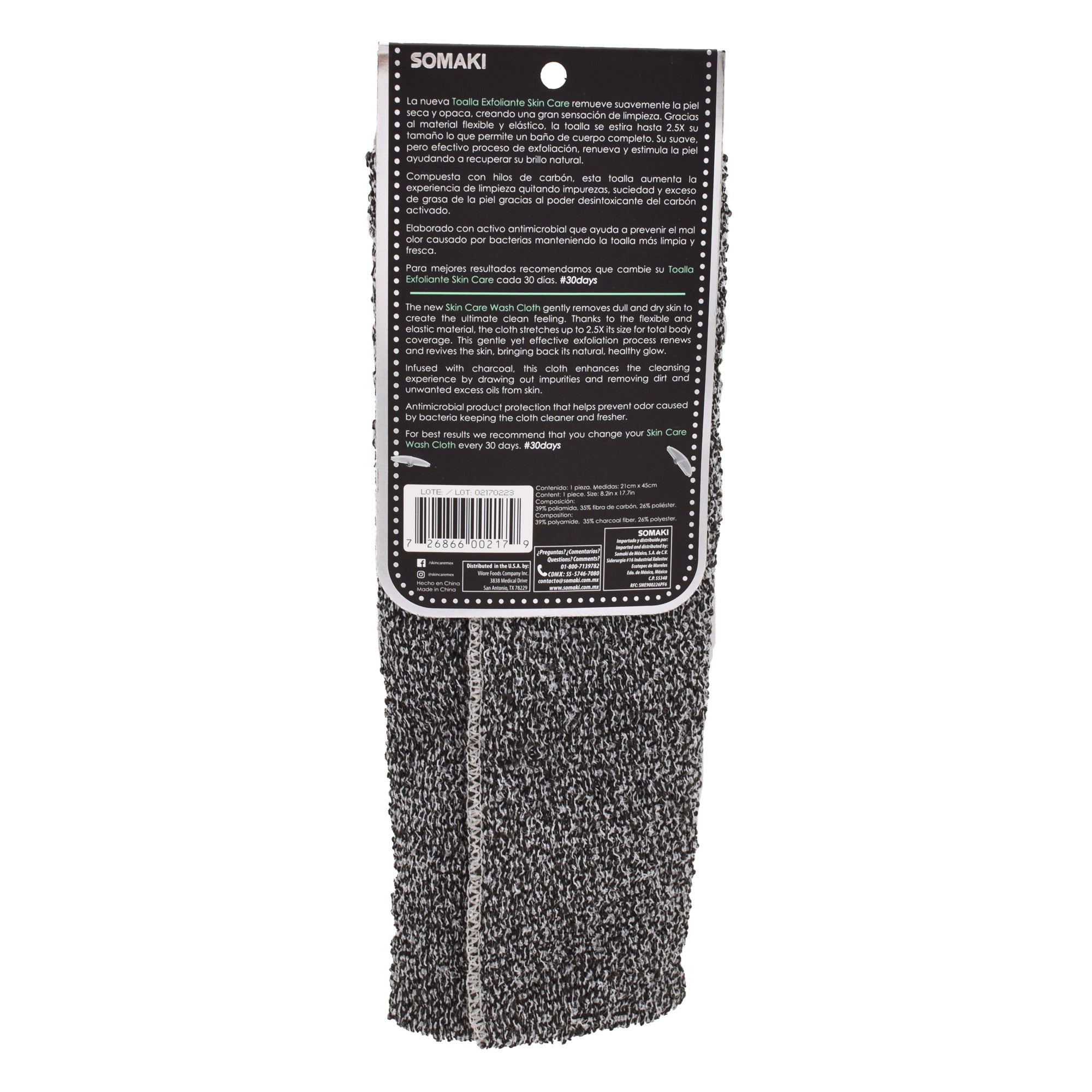 Toalla Corporal Carbon Exfoliante 1 Pza