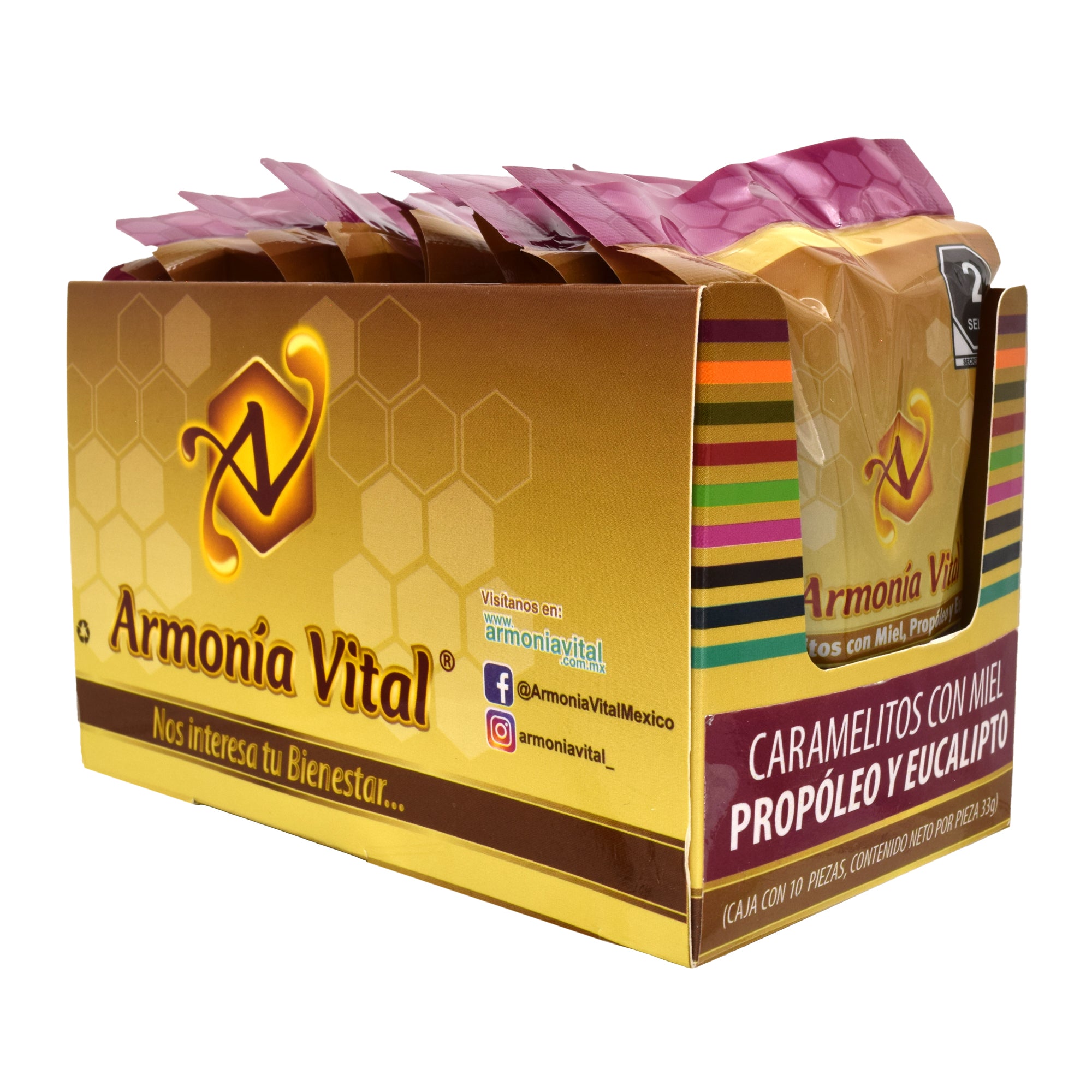 Caramelo De Miel Propoleo Y Eucalipto 33 G (Paquete 10)
