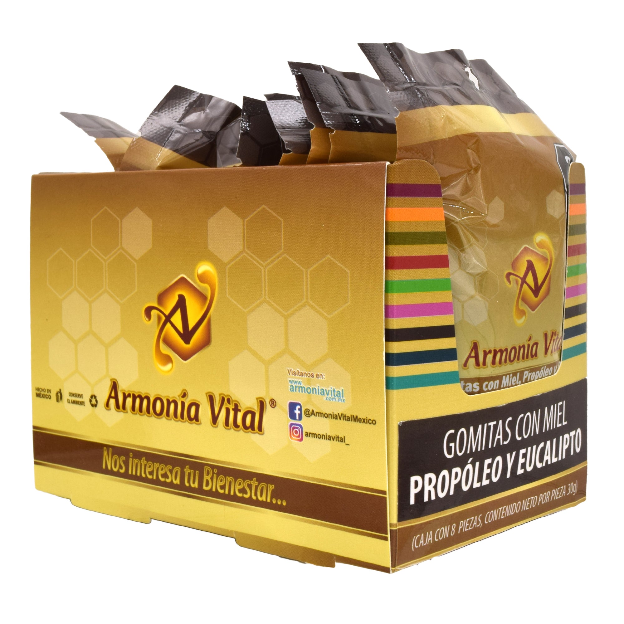 Gomitas De Miel Propoleo Y Eucalipto 30 G (Paquete 8)