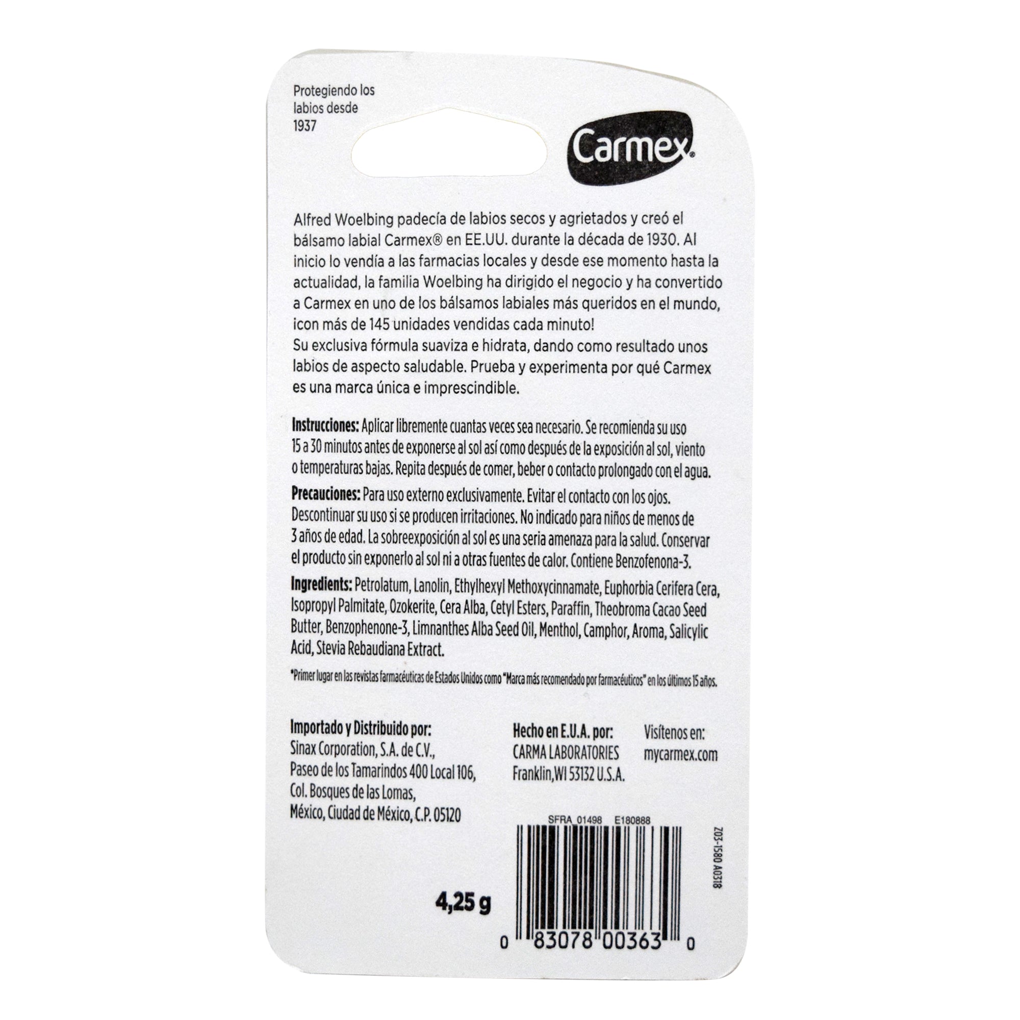 Balsamo Labial 4.25 G (Paquete 12)