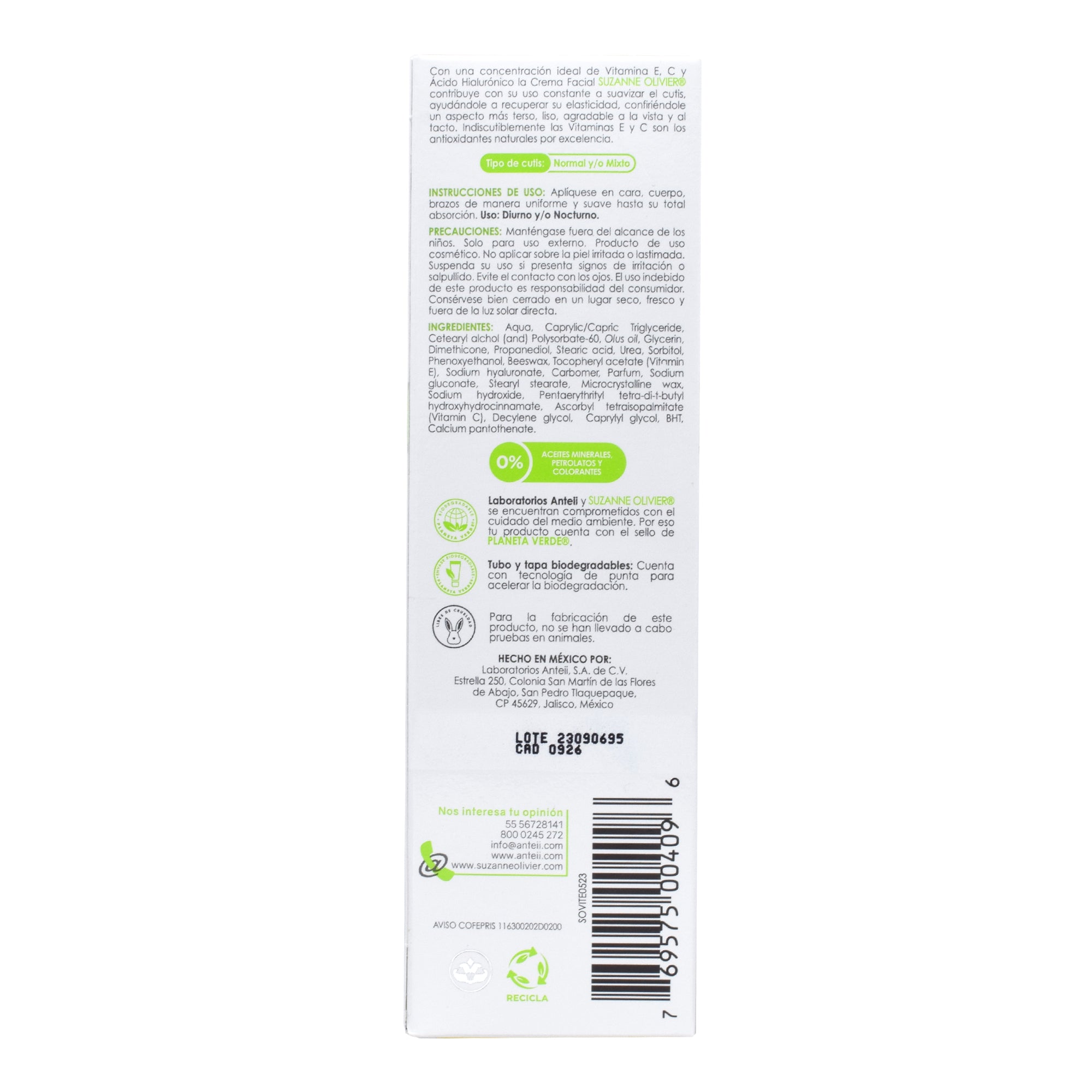 Crema Con  Vit E Acido Hialuronico Y Vit C 113 G