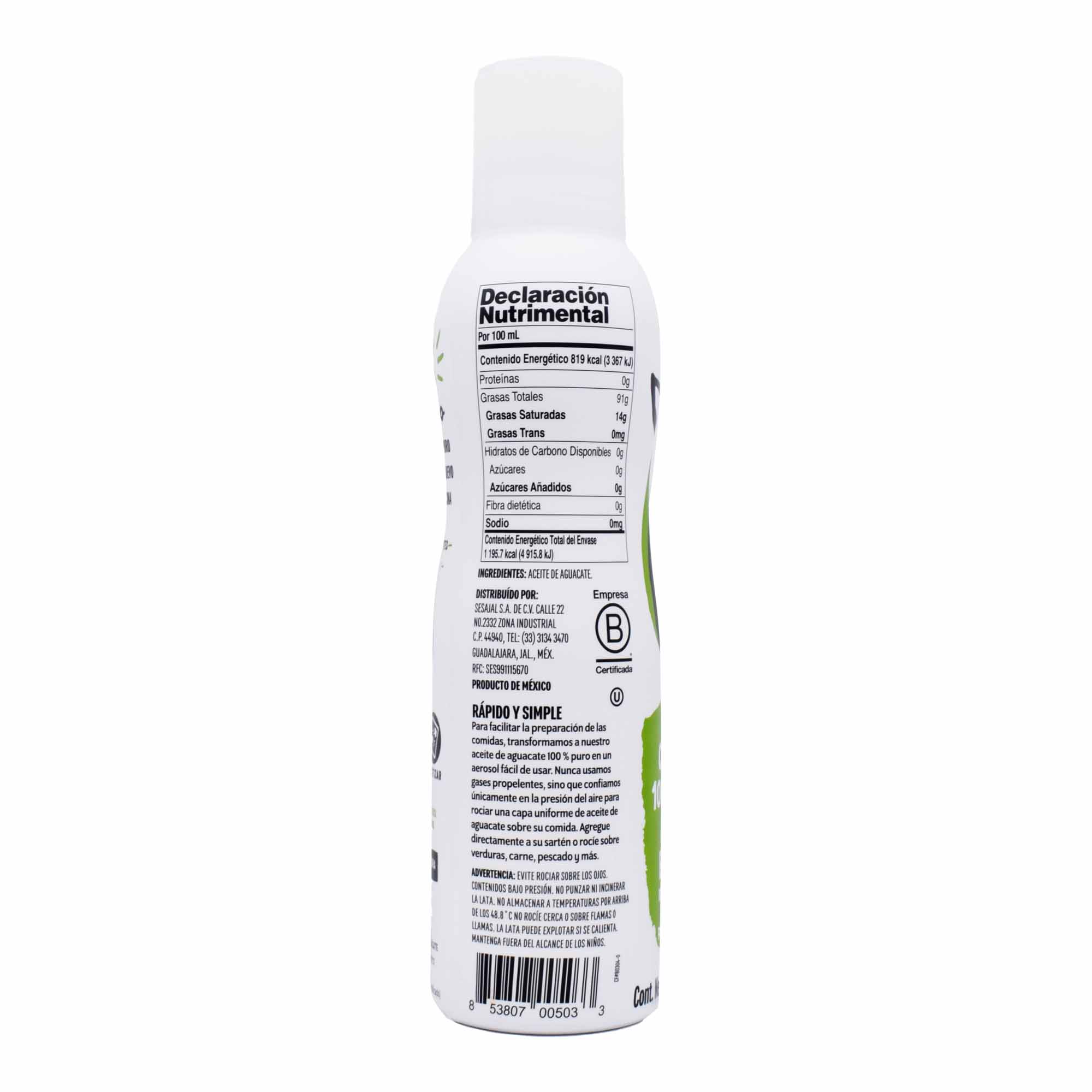 Aceite De Aguacate Spray 146 Ml