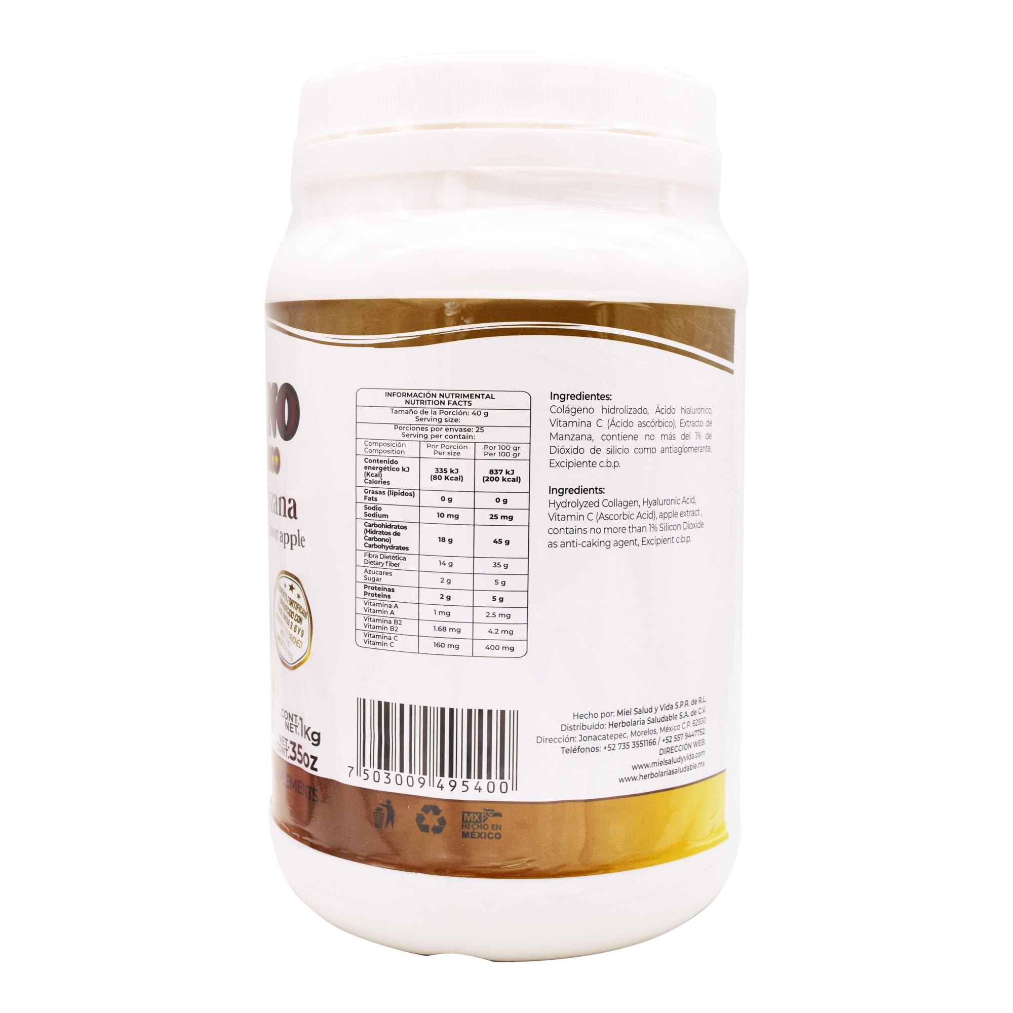 Colageno Y Acido Hialuronico Manzana 1 Kg