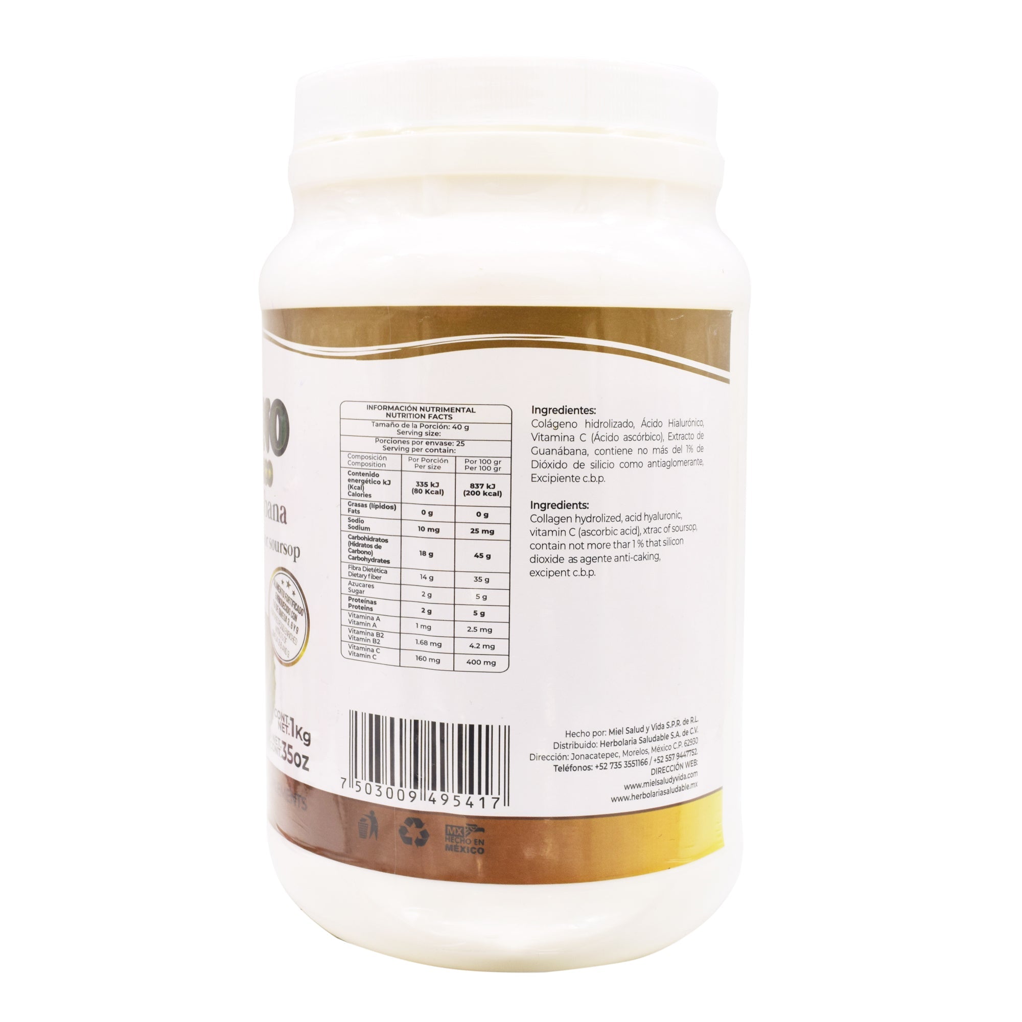 Colageno Y Acido Hialuronico Guanabana 1 Kg