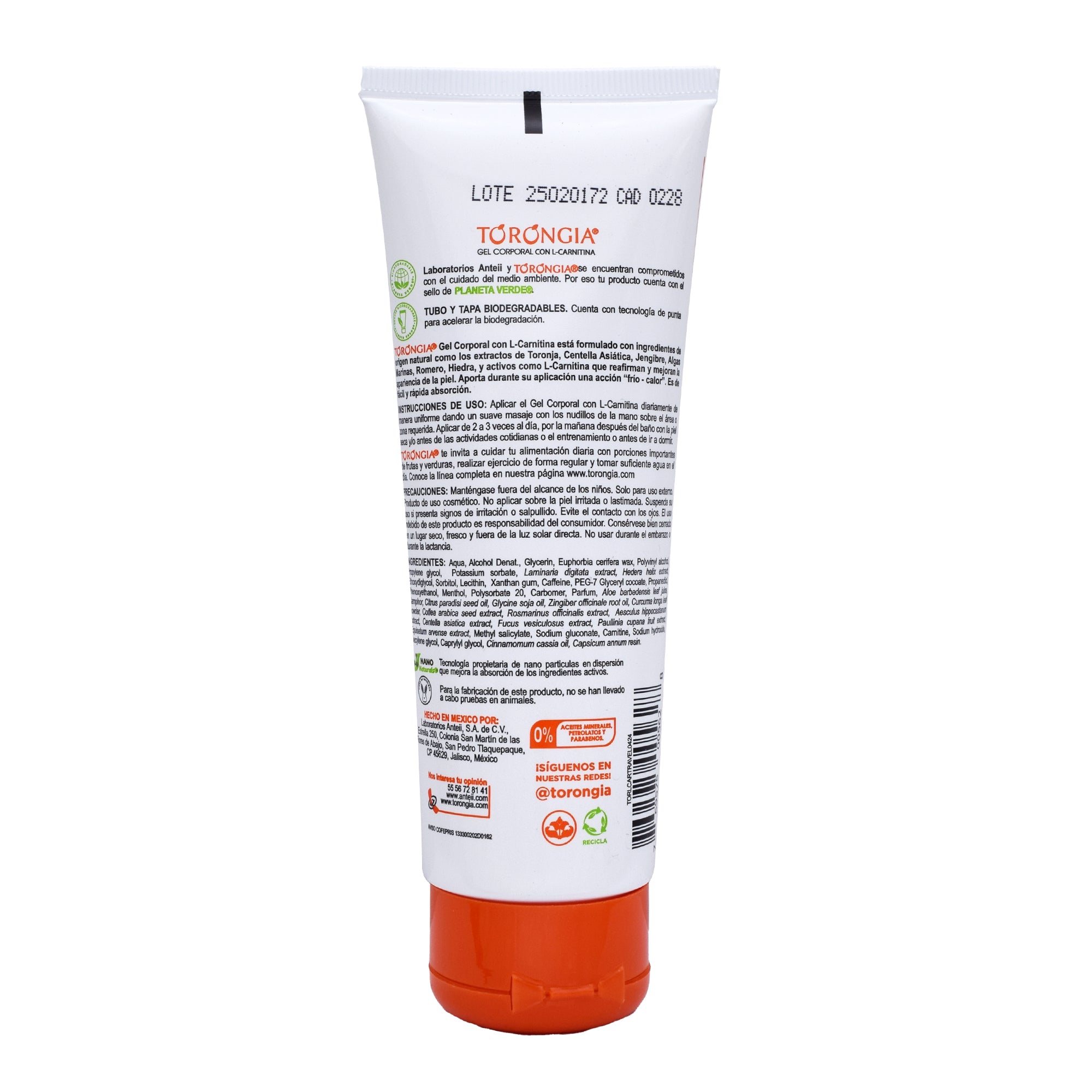 Gel Corporal Con Carnitina Torongia 100 G