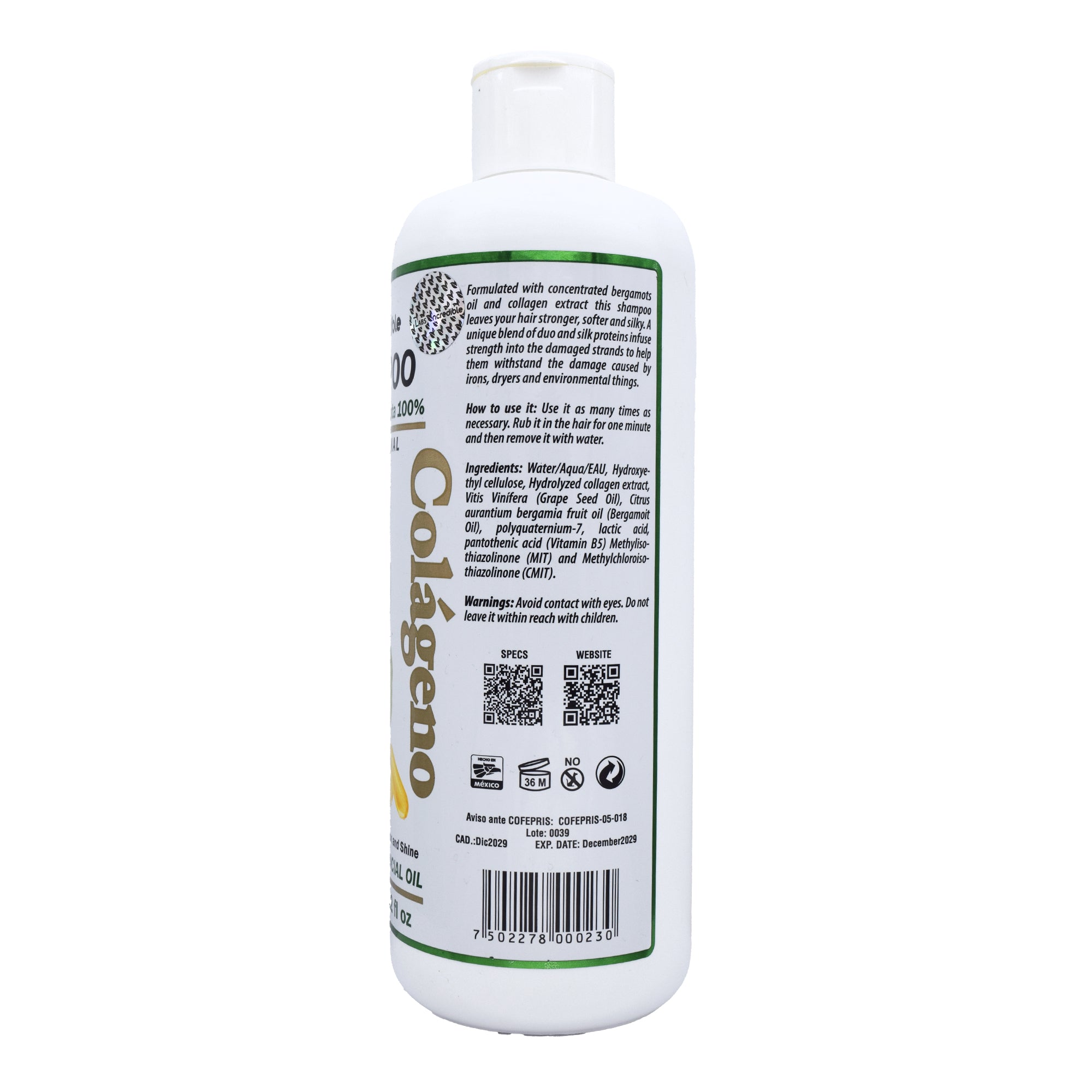 Shampoo Bergamota Colageno 950 Ml