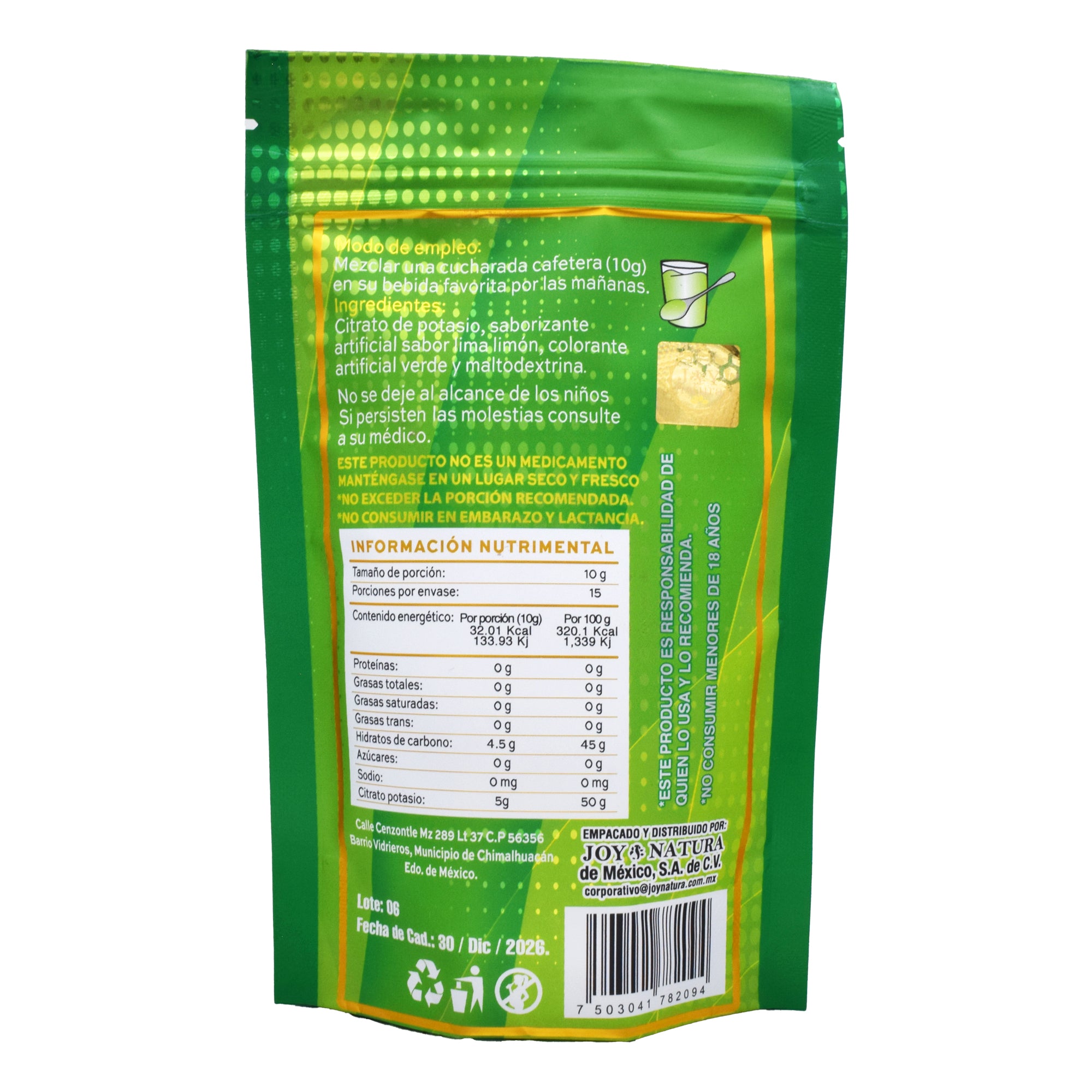 Citrato De Potasio Sab Lima Limon 150 G