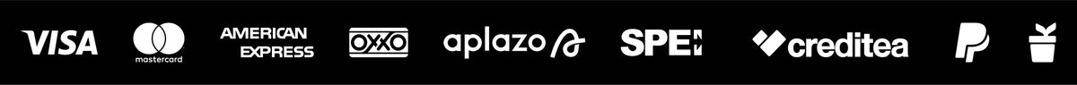 Métodos de pago disponibles en Súper Naturista: Visa, Mastercard, American Express, Aplazo, OXXO, SPEI y PayPal