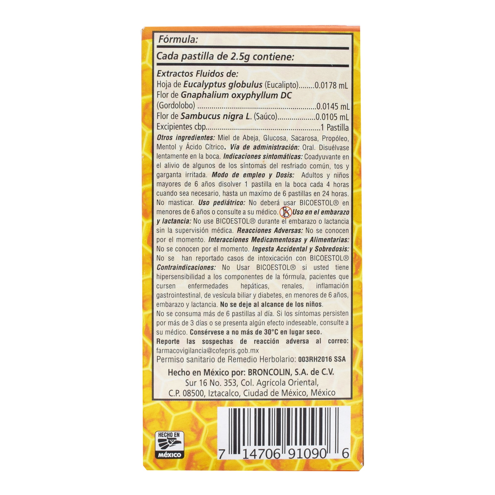 Caramelo Bicoestol Naranja 40 G