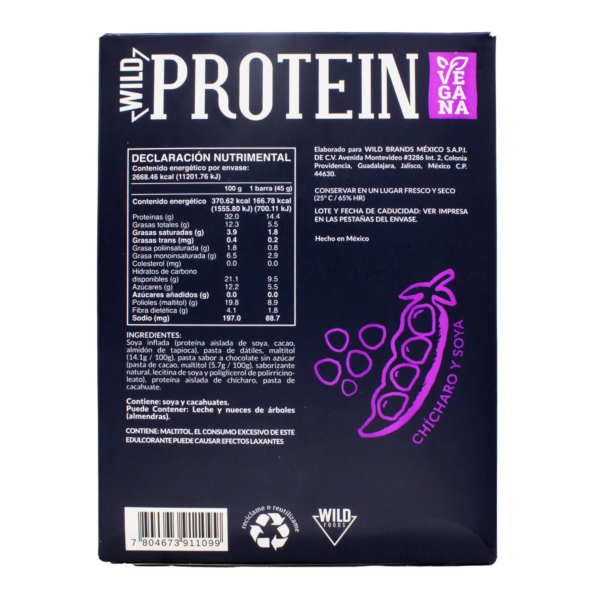 Barra De Proteina Chocolate Amargo 45 G (Paquete 16)