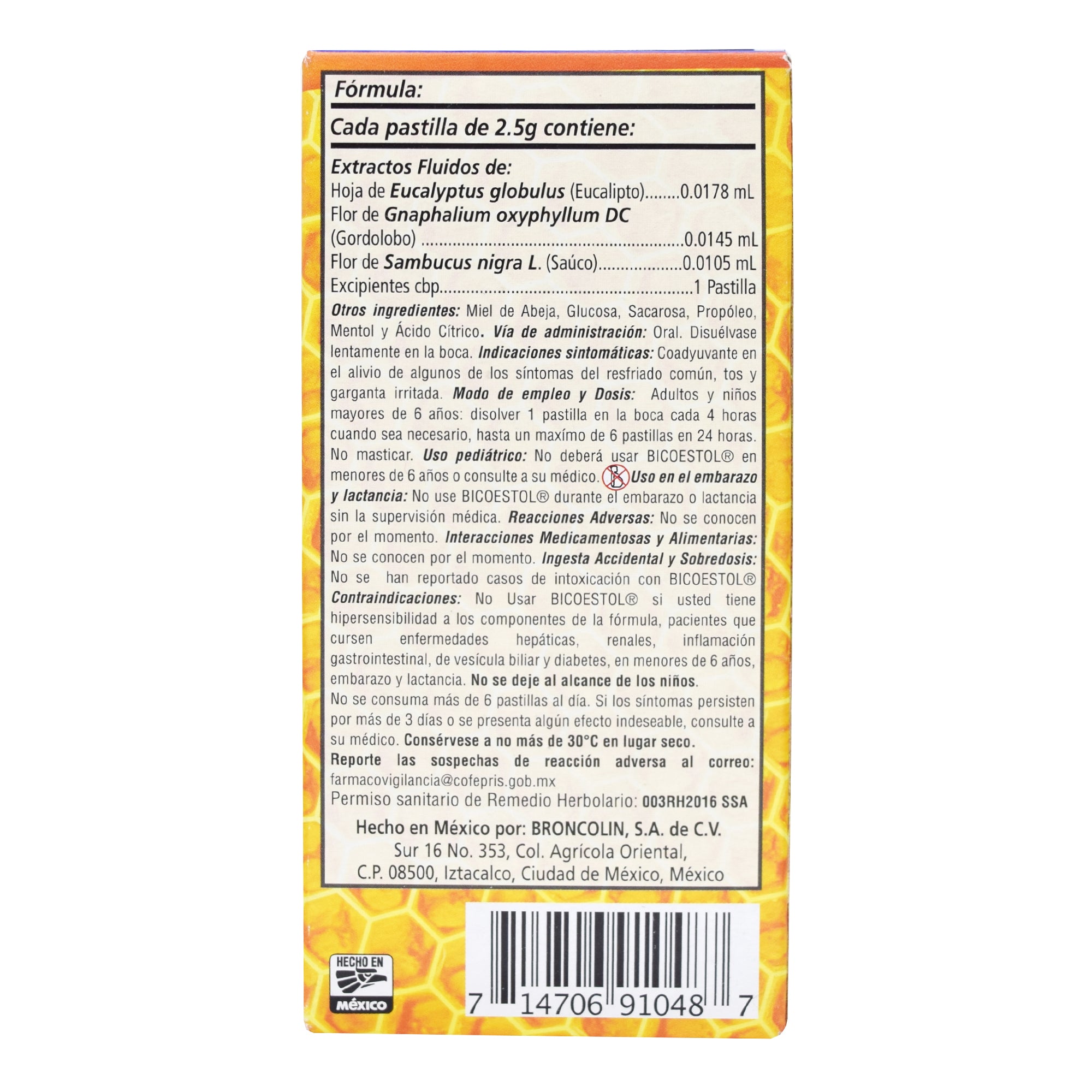 Caramelo Bicoestol Eucalipto 40 G