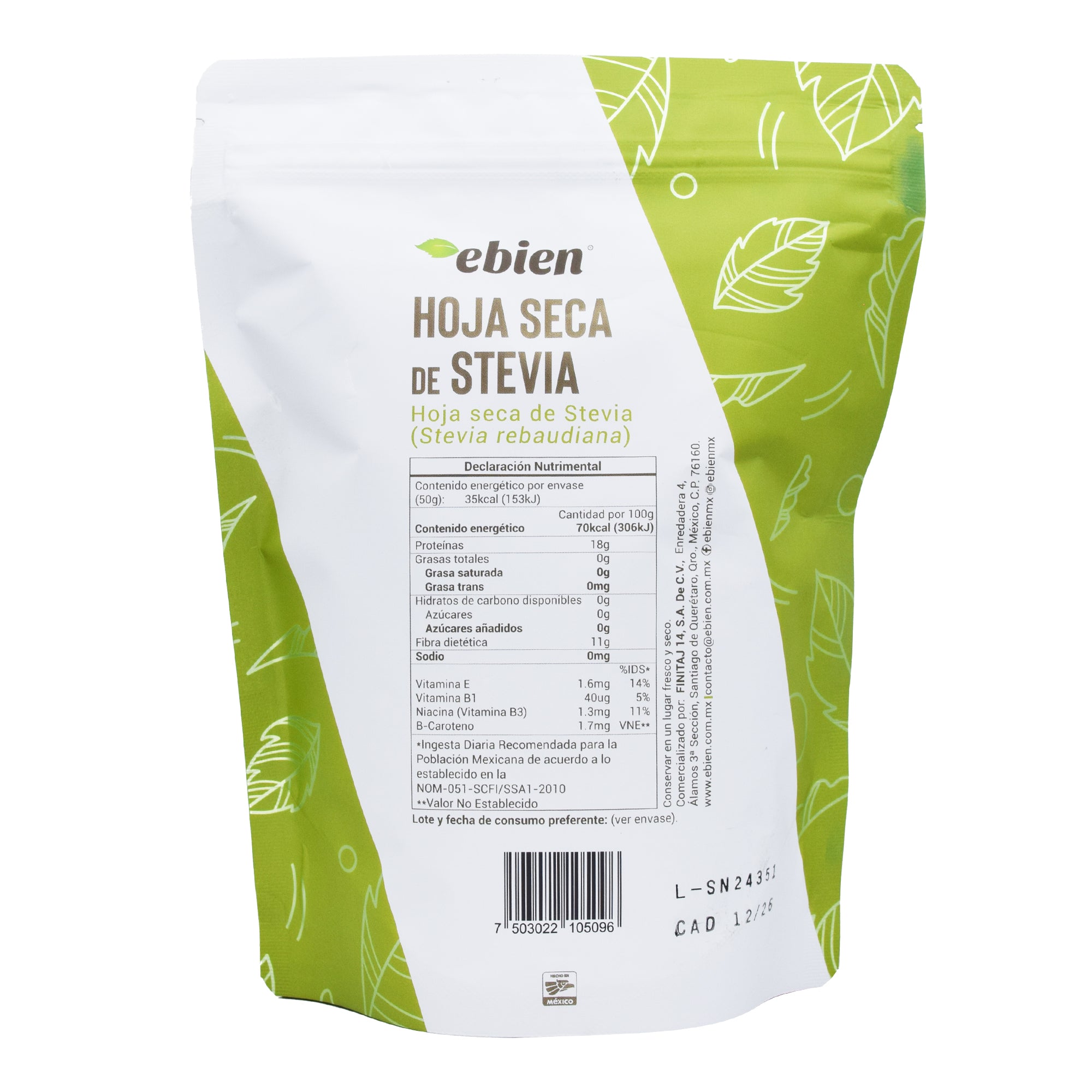 Hoja De Stevia Deshidratada 50 G