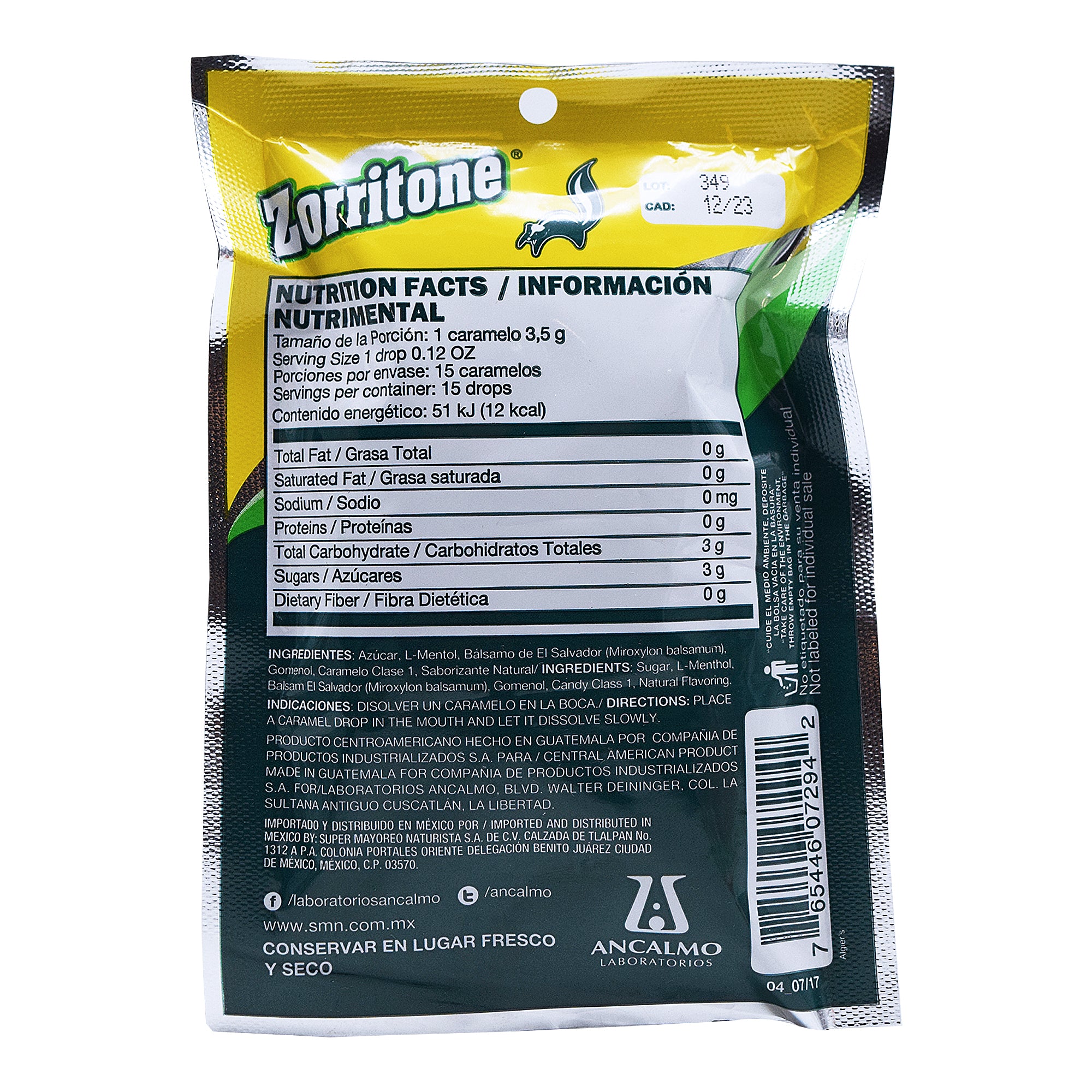 Caramelo Zorritone 15 Caramelos Bolsa