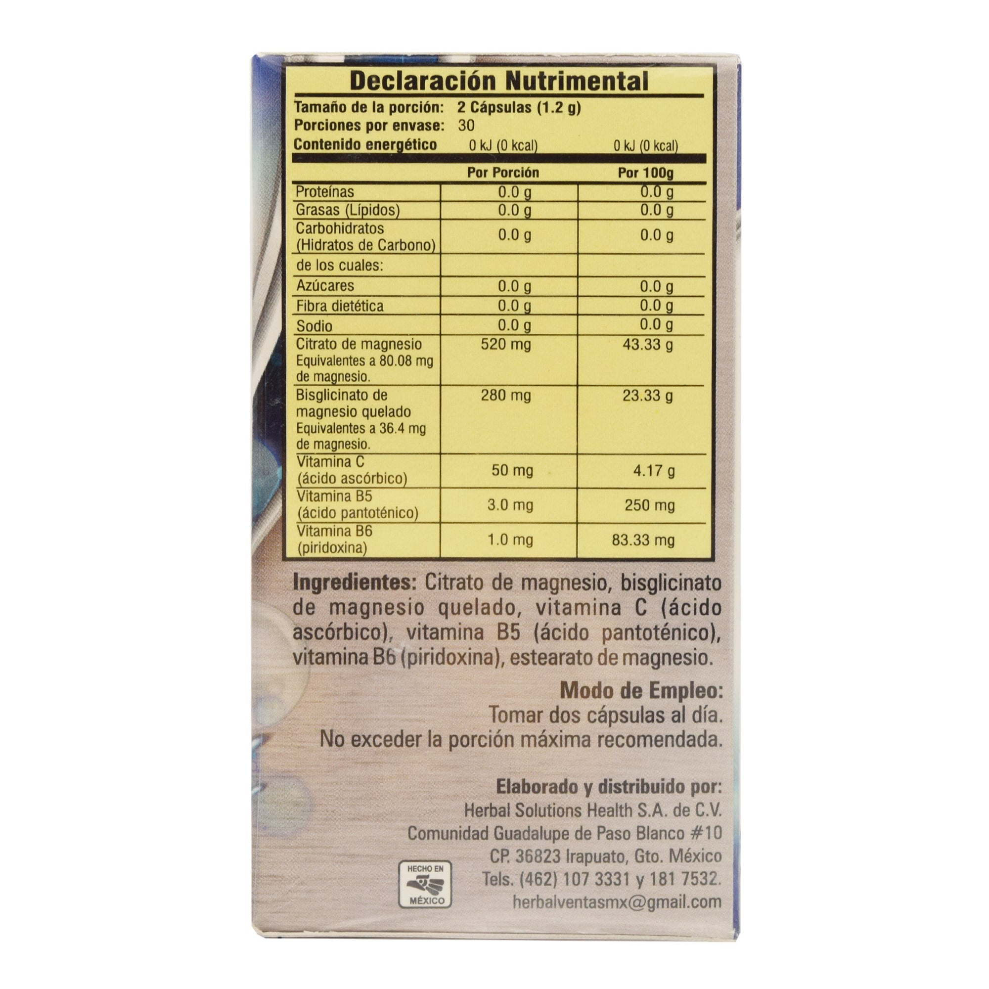 Glicinato Citrato Magnesio 60 Cap