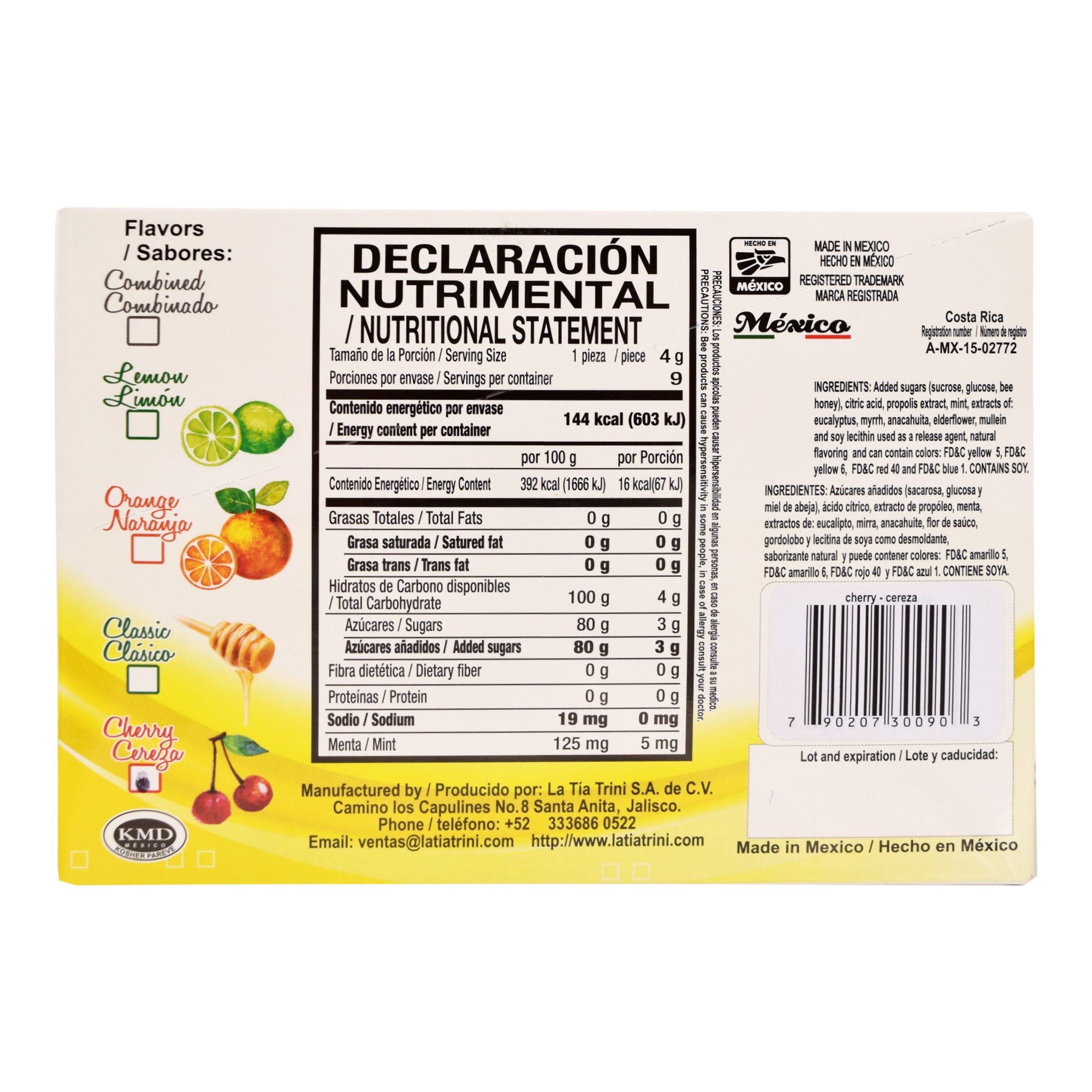 Caramelo De Propoleo Sabor Cereza 36 G (Paquete 12)