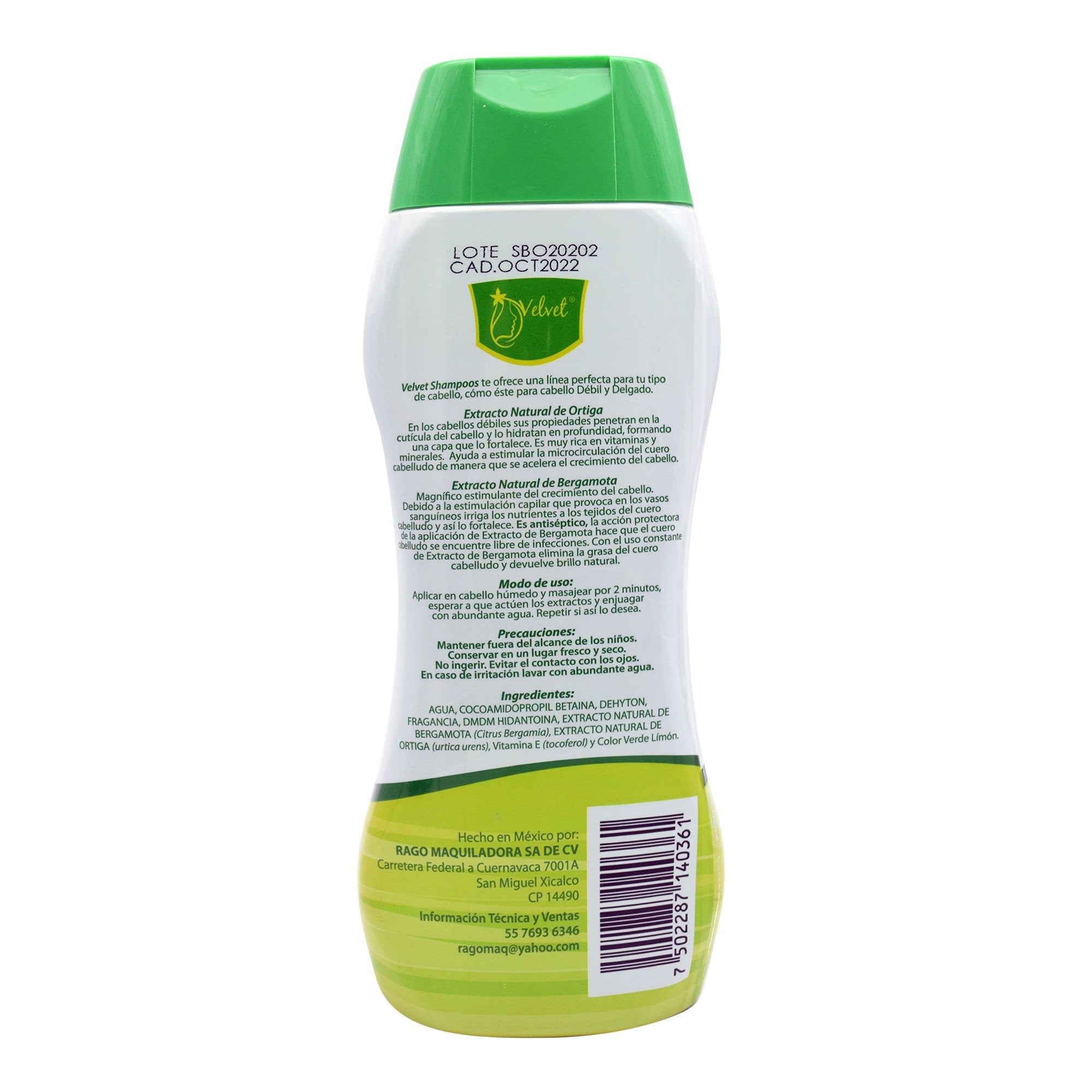 Shampoo Bergamota Y Ortiga 500 Ml