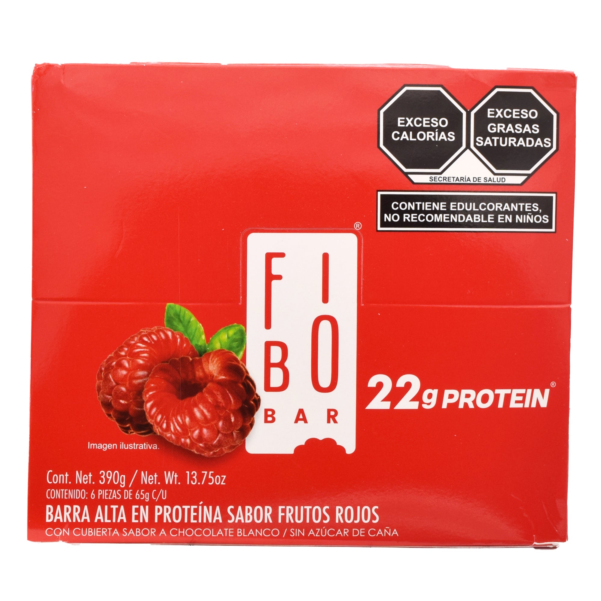 Barra de proteina cubierta de chocolate frutos rojos 65 g (PAQUETE 6)