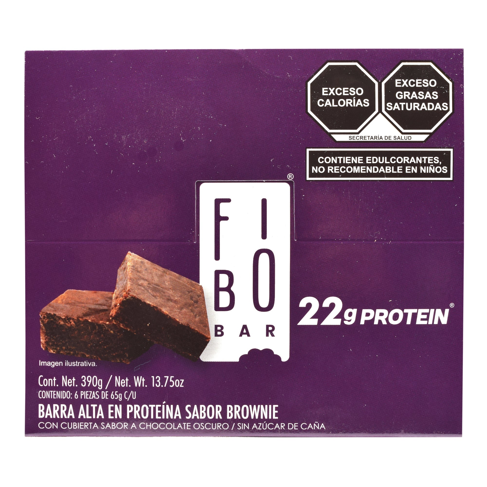 Barra de proteina cubierta de chocolate oscuro brownie 65 g (PAQUETE 6)
