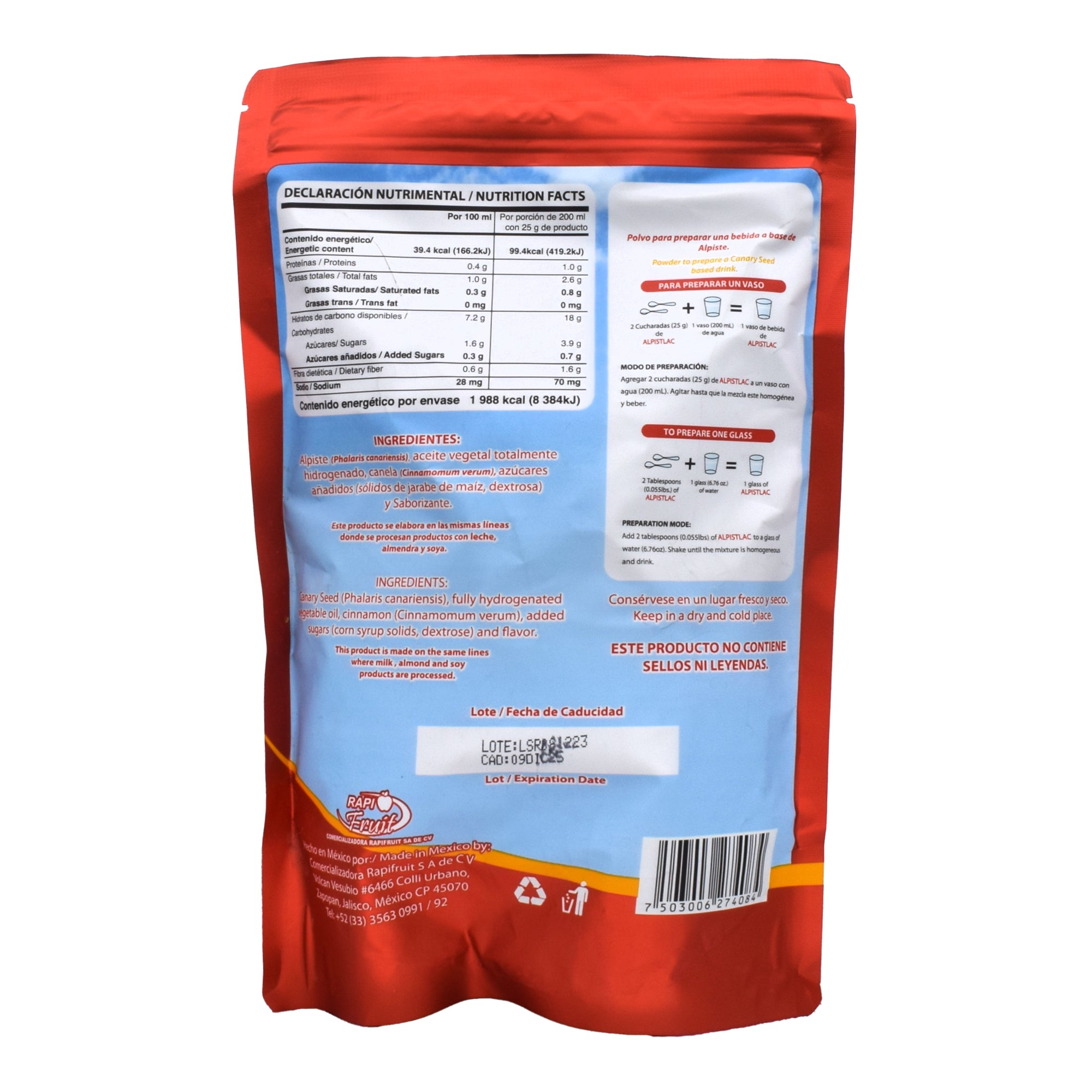 Bebida De Soya De Alpiste 500 G