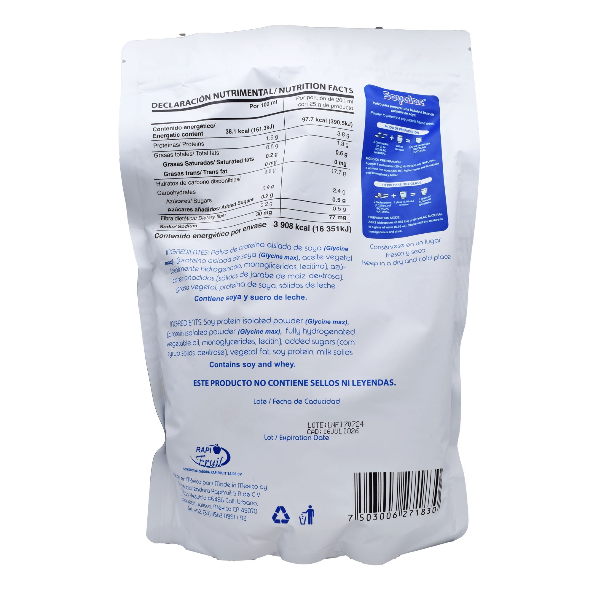 Bebida De Soya Natural 1 Kg