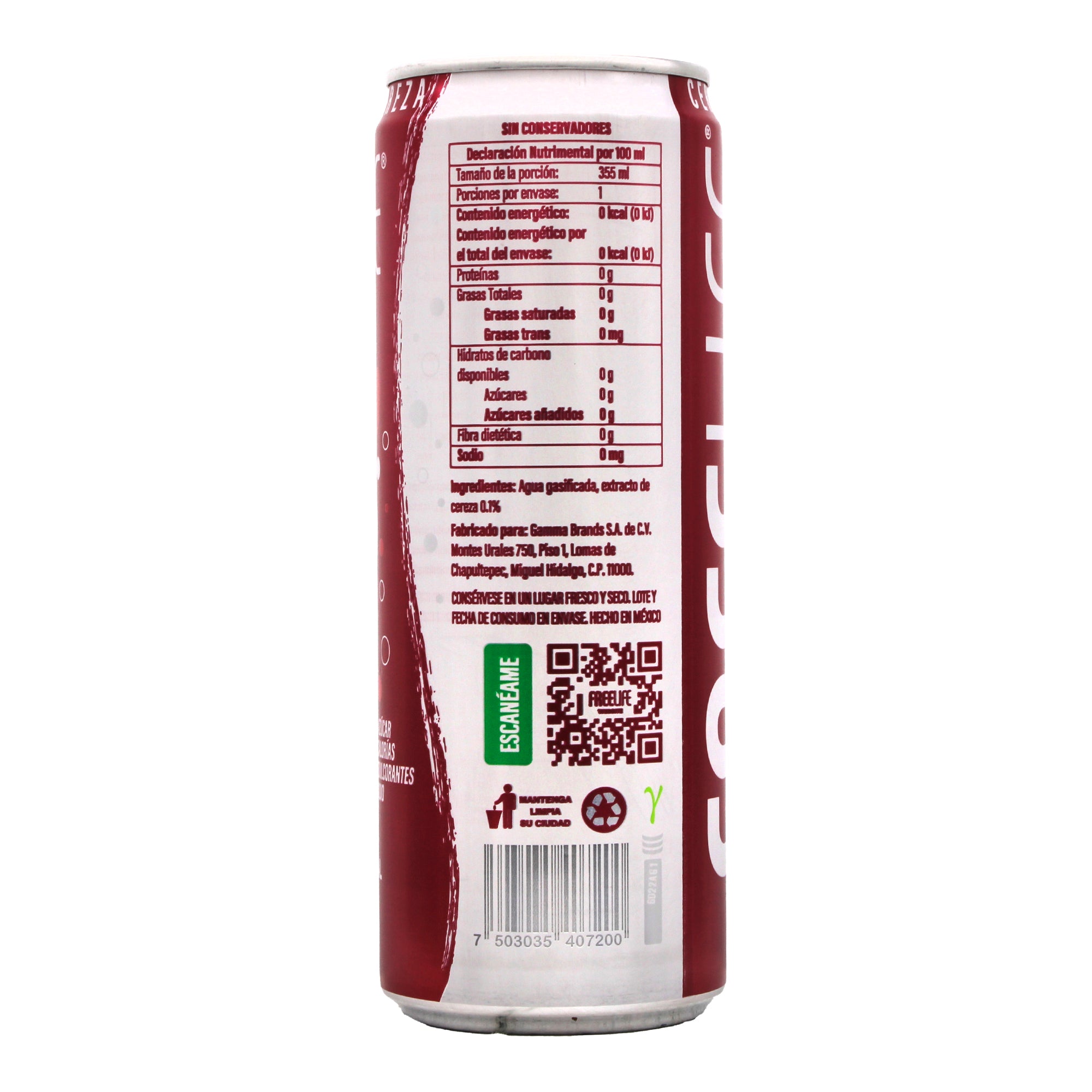 Agua Gasificada Cereza 355 Ml