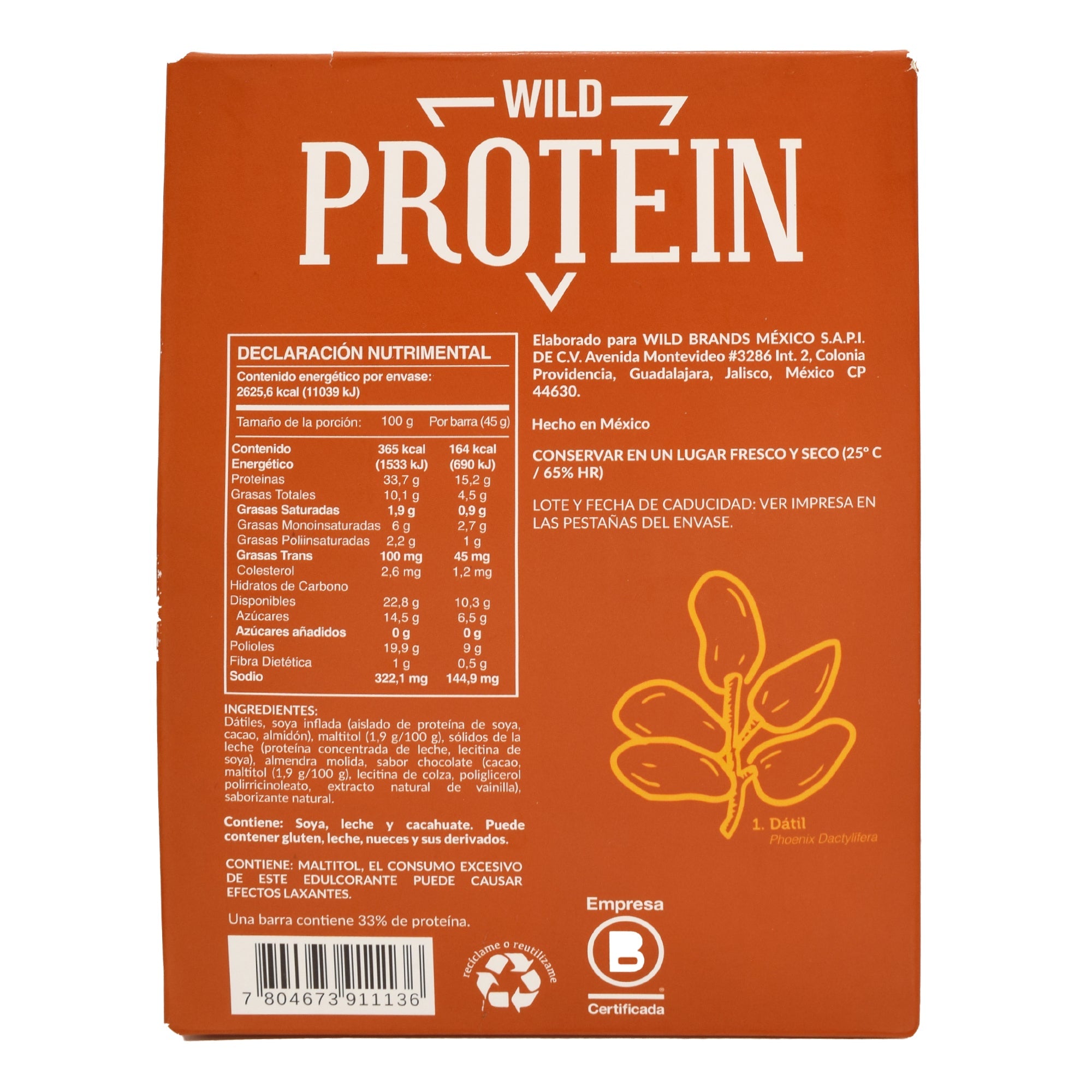 Barra proteina caramelo 45 g (PAQUETE 16)