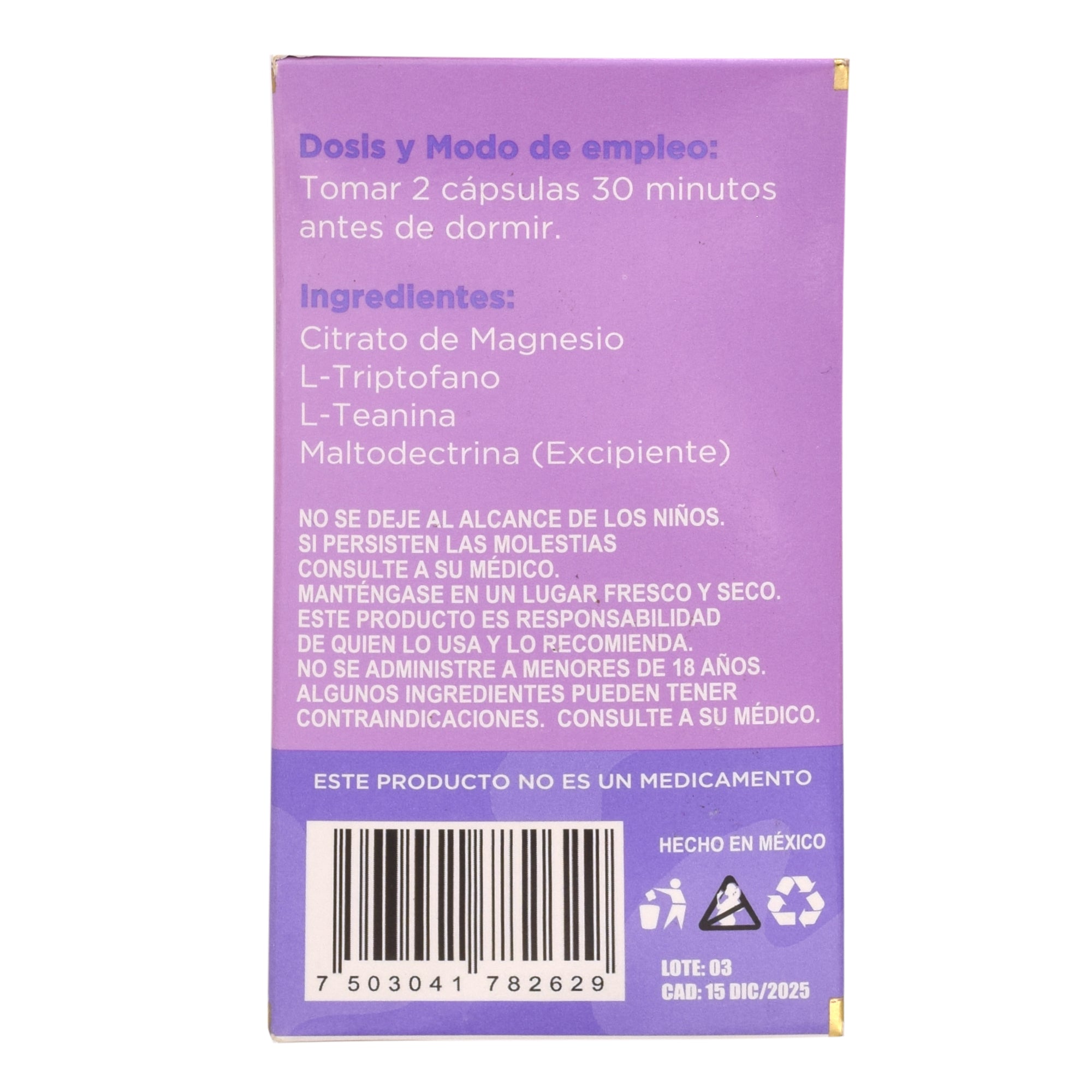 Citrato De Magnesio Melatonina Sn 60 Cap