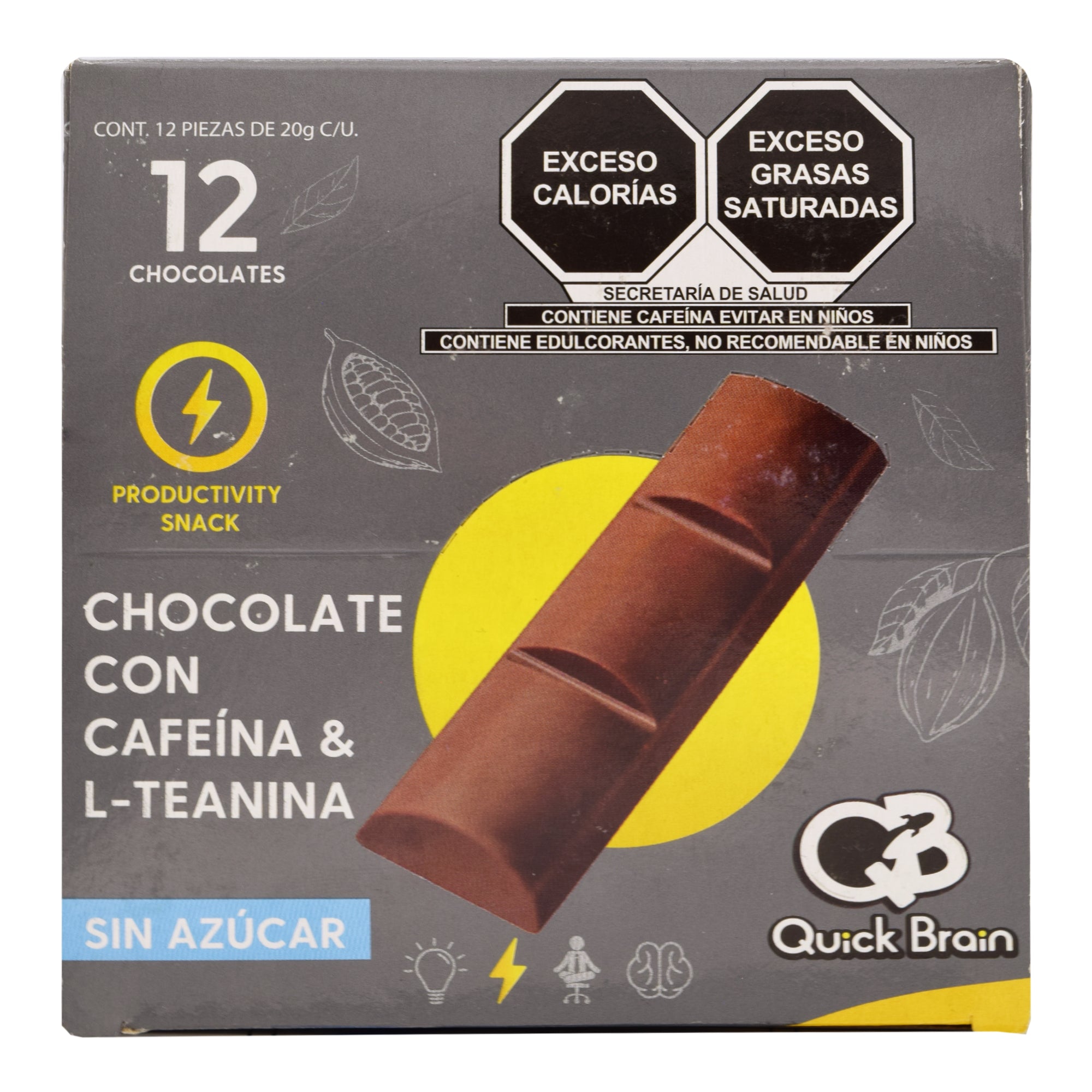 Barra Chocolate Cafeina Te Verde Sin Azucar 20 G