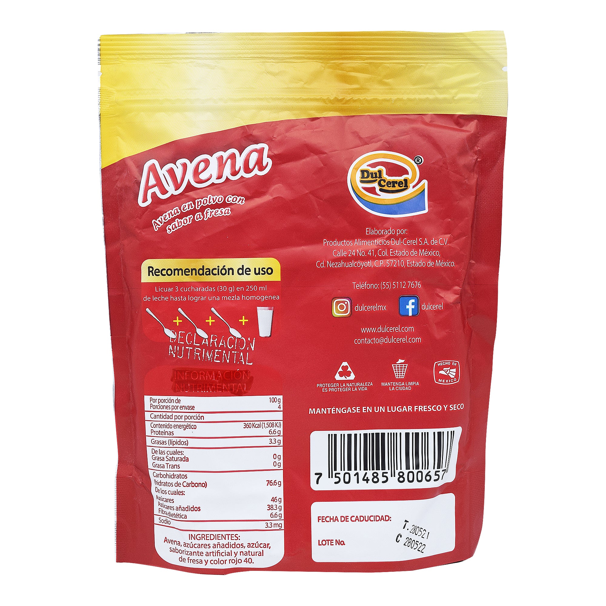 Bebida De Avena Sab Fresa 400 G