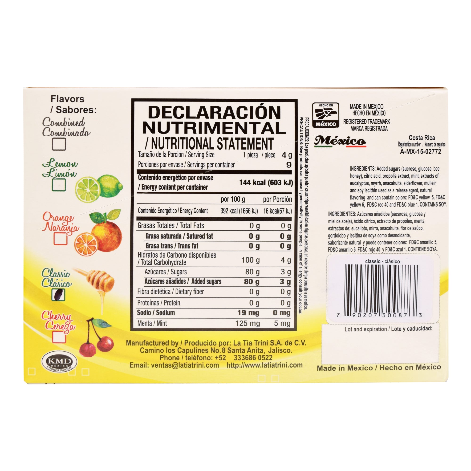 Caramelo De Propoleo Sabor Miel 36 G (Paquete 12)