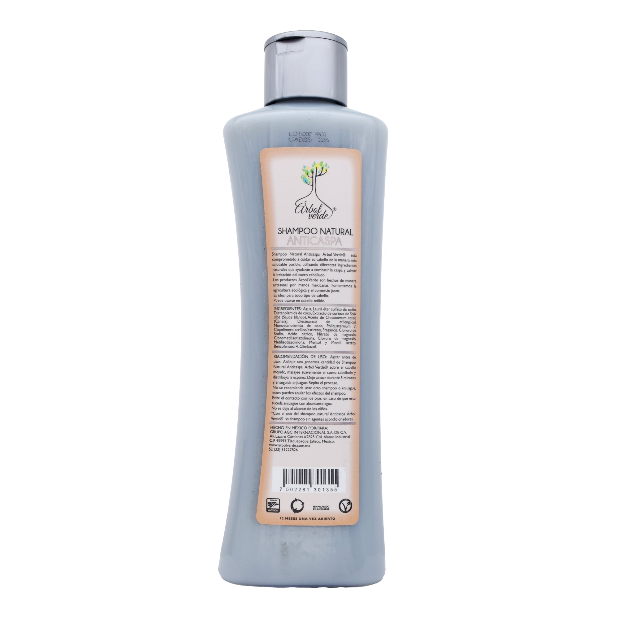 Shampoo Anti Caspa Con Canela Y Menta 500 Ml