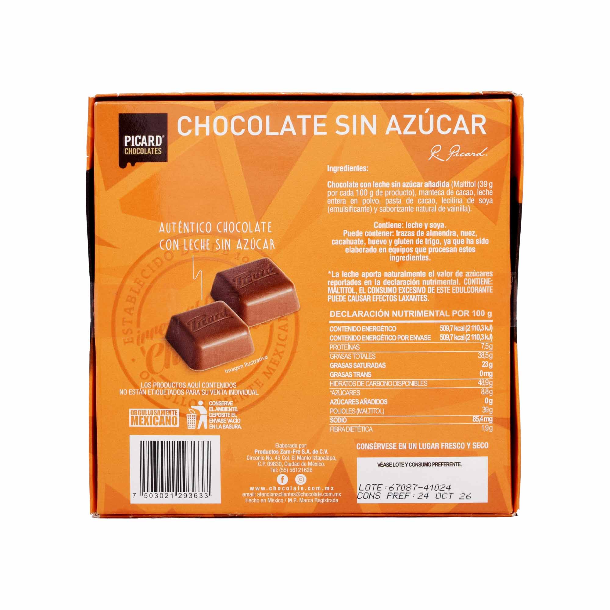 Chocolate Macizo Sin Azucar Naranja 100 G