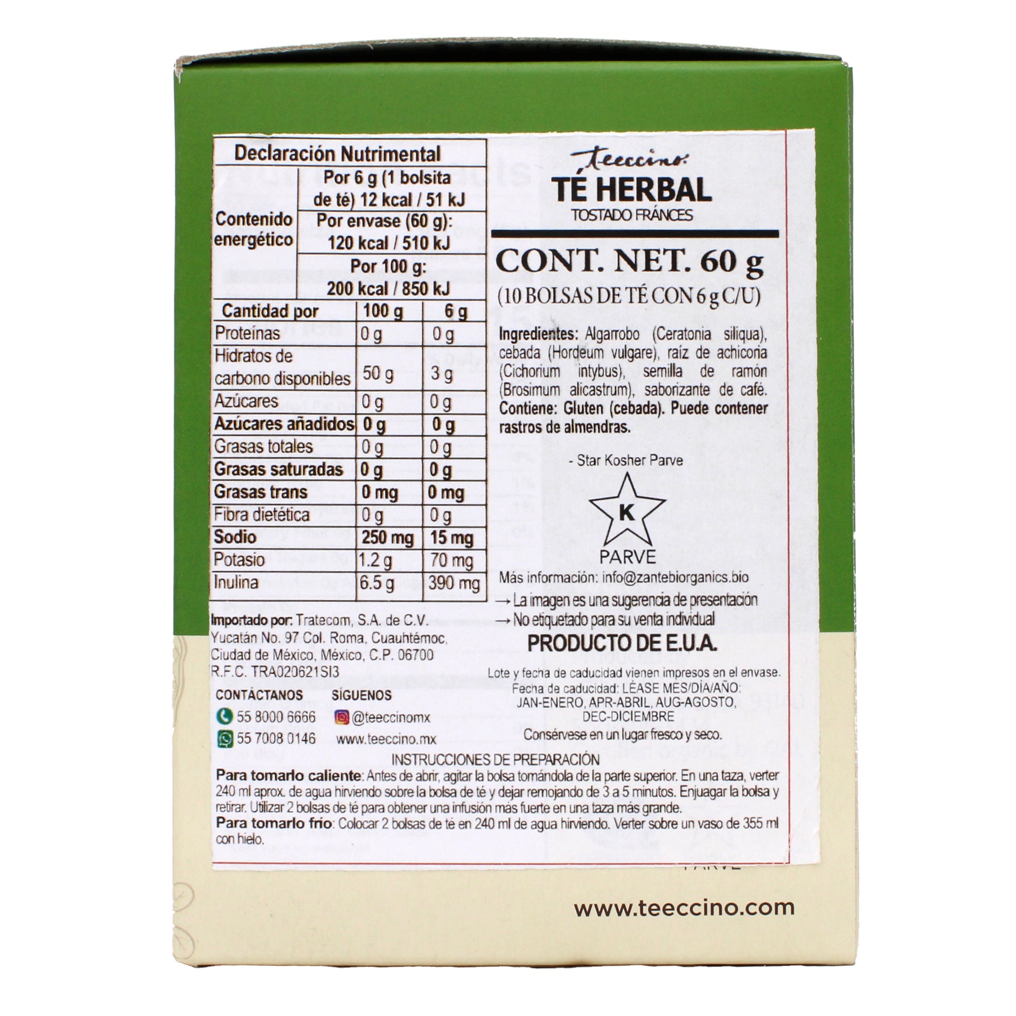 Te Herbal Tostado Frances 10 Sob 6 G C/u