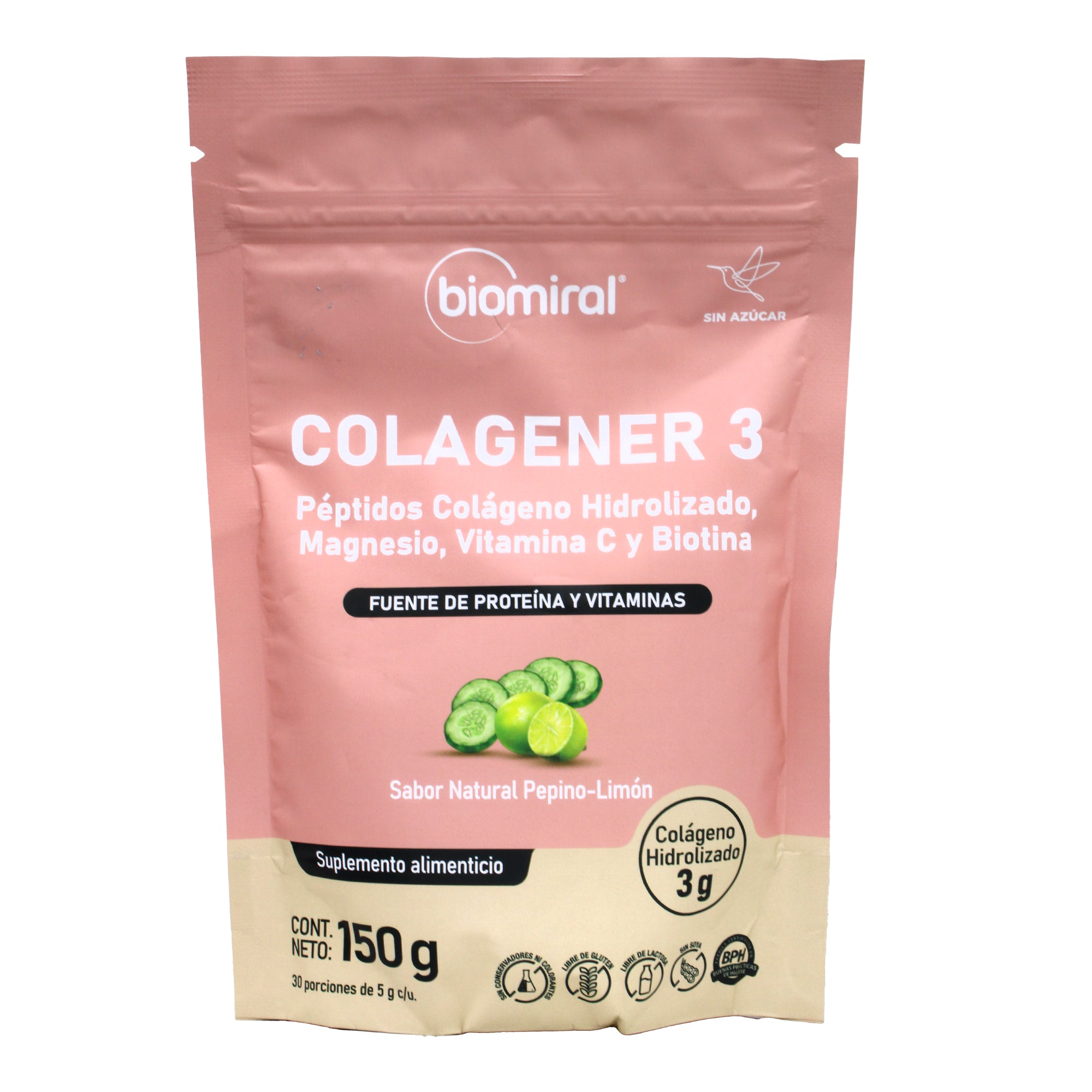 Colageno Magnesio Vit C Biotina Pepino Limon 150 G
