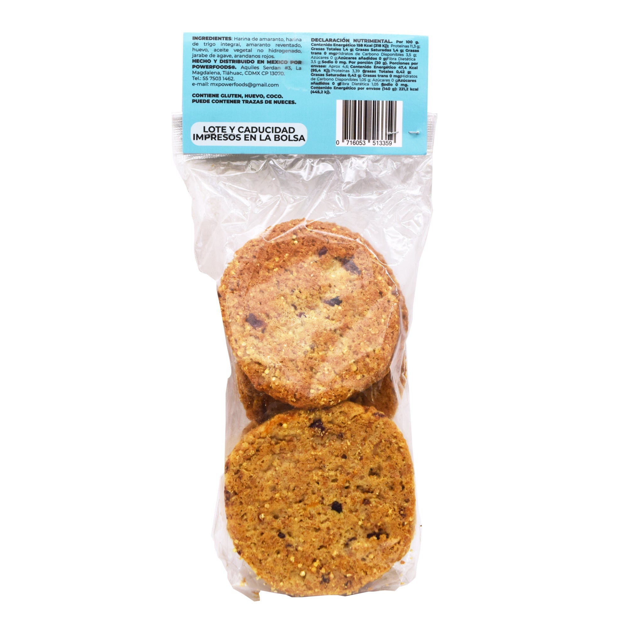 Galletas De Amaranto Con Arandanos 140 G (Caja 12)