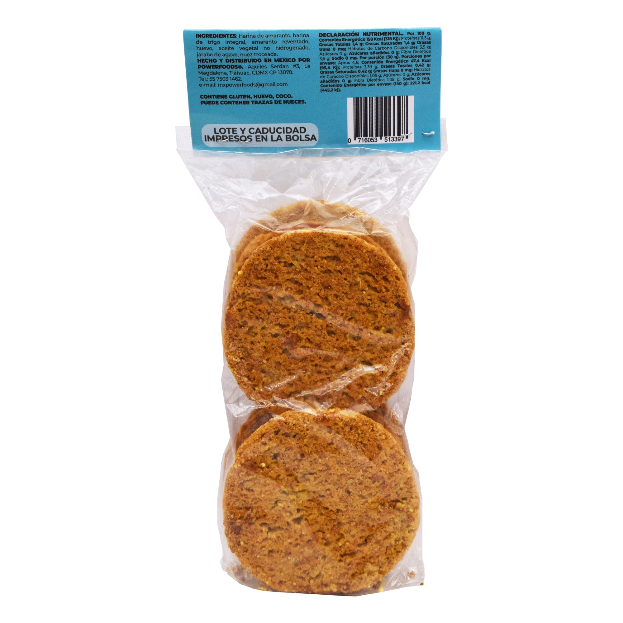 Galletas De Amaranto Con Nuez 140 G (Caja 12)