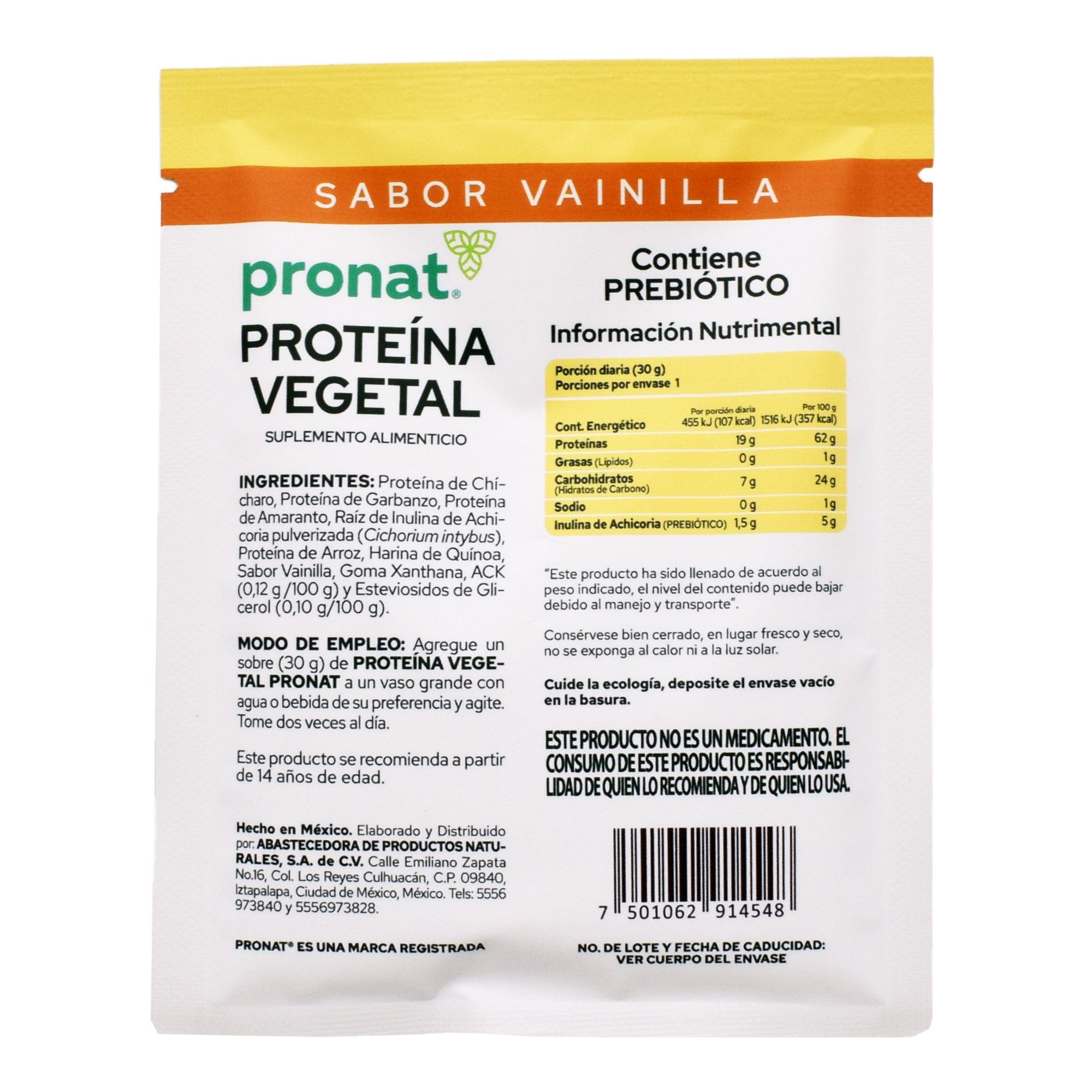 Proteina Vegetal Vainilla 30 G (Paquete 12)