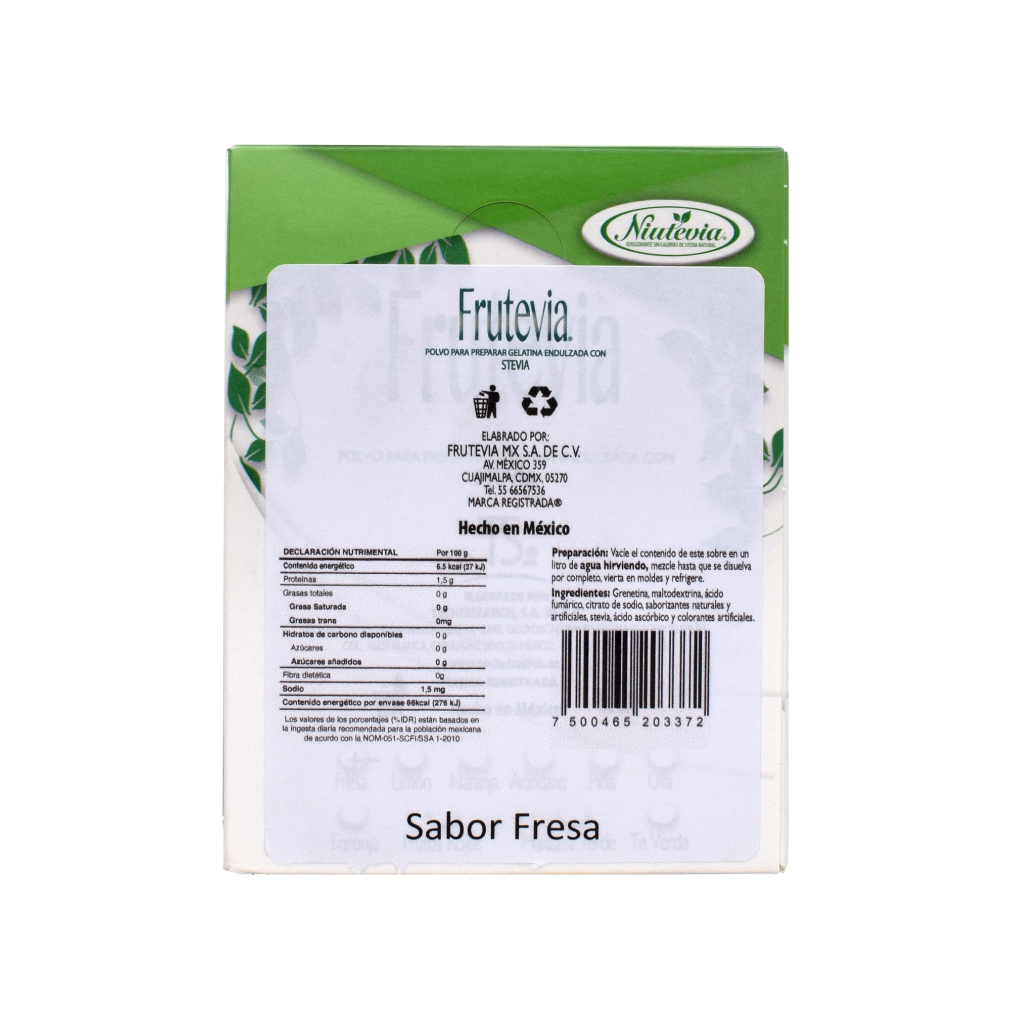 Gelatina Con Stevia Fresa 25 G (PAQUETE 24)