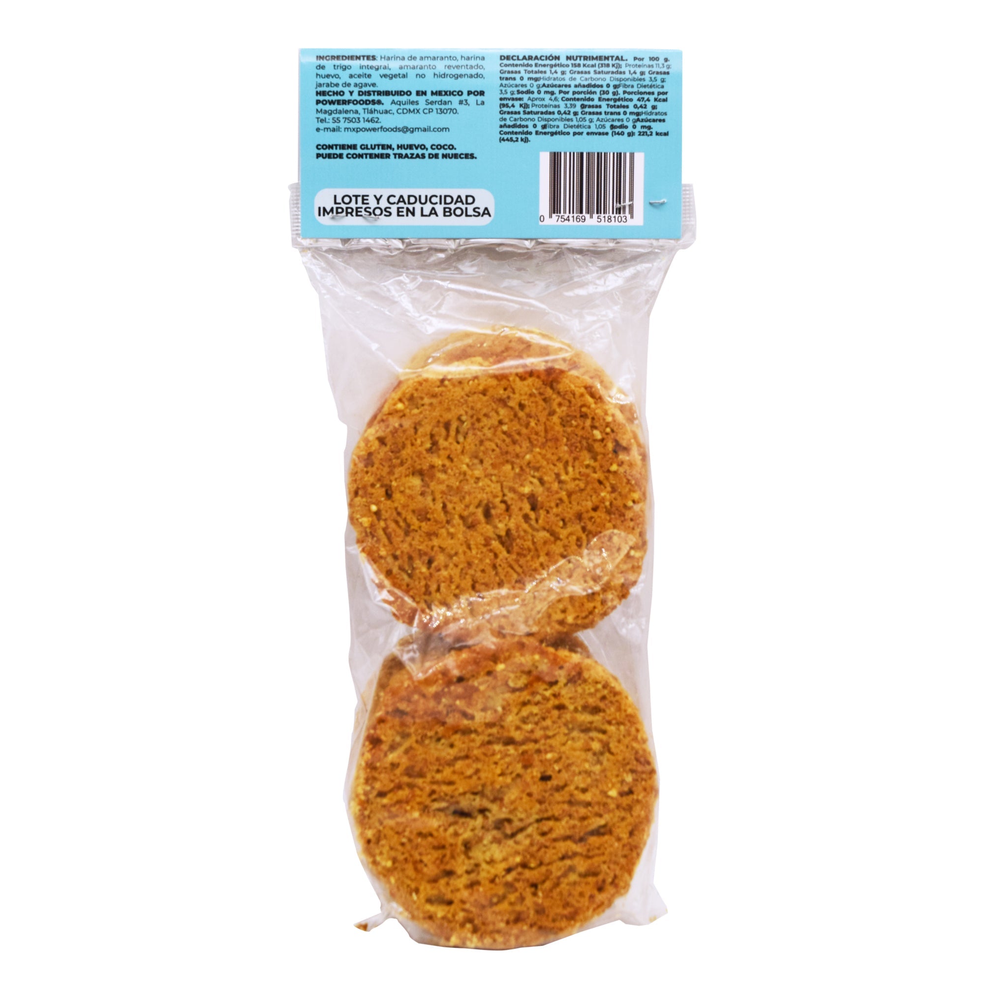 Galletas De Amaranto Natural 140 G (Caja 12)