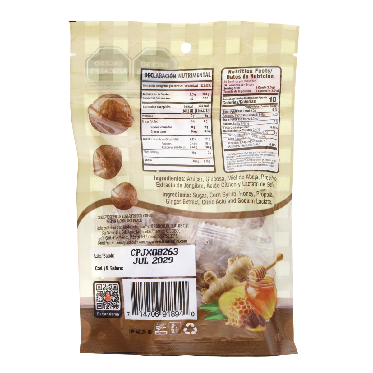 Perlas De Caramelo Propoleo Jengibre 50 G