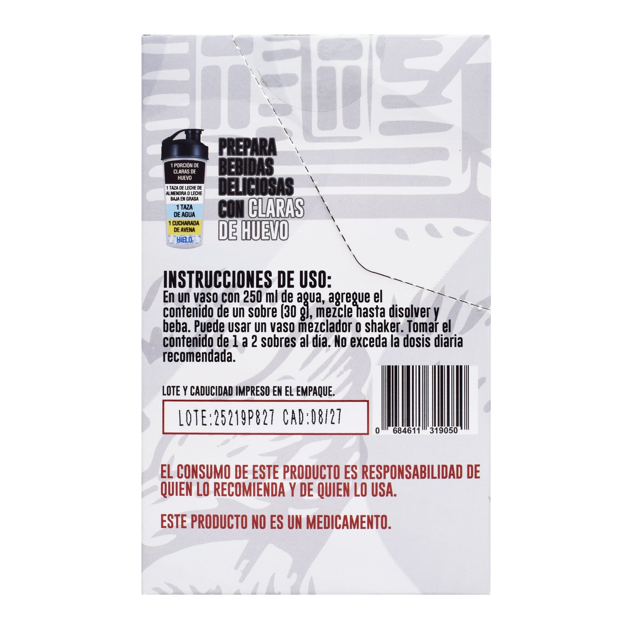 Proteina Claras De Huevo Deshidratadas Choco Mazapan 30 G (PAQUETE 10)