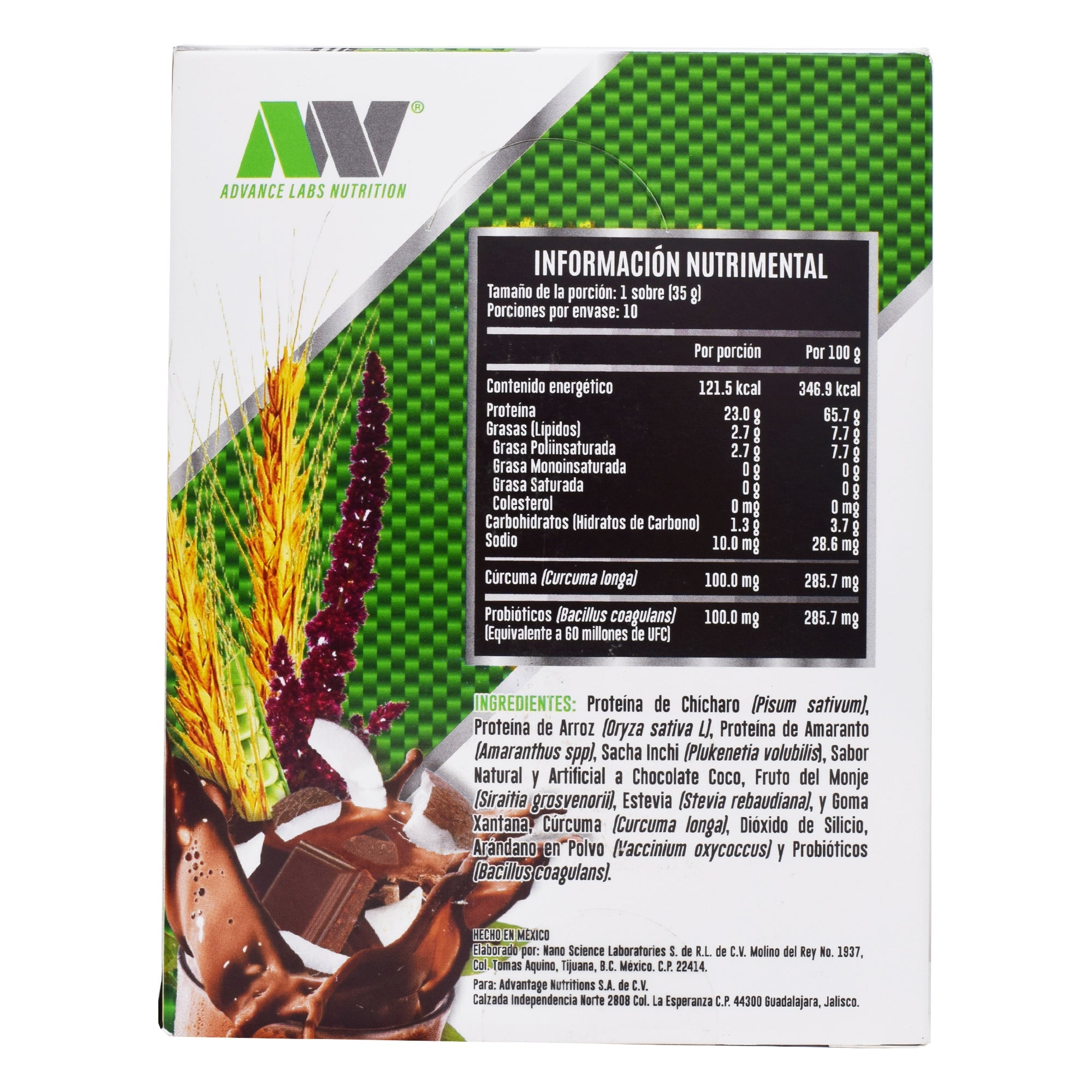 Vegan Protein Naturals Choco Coco 35 G (PAQUETE 10)