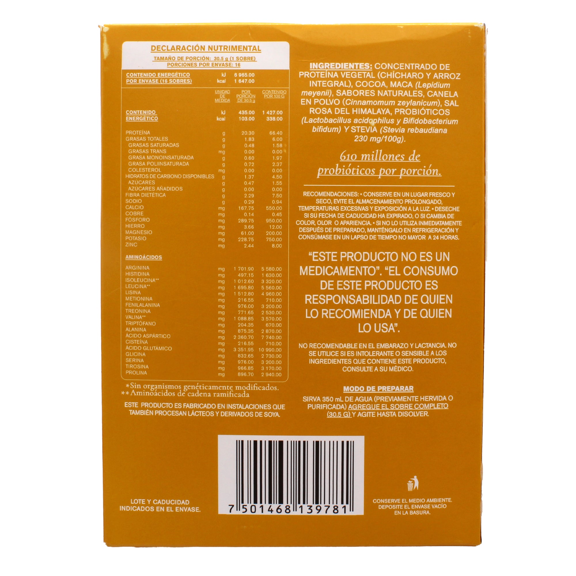Proteina Vegetal Maca Cacao 30.5 G (PAQUETE 16)