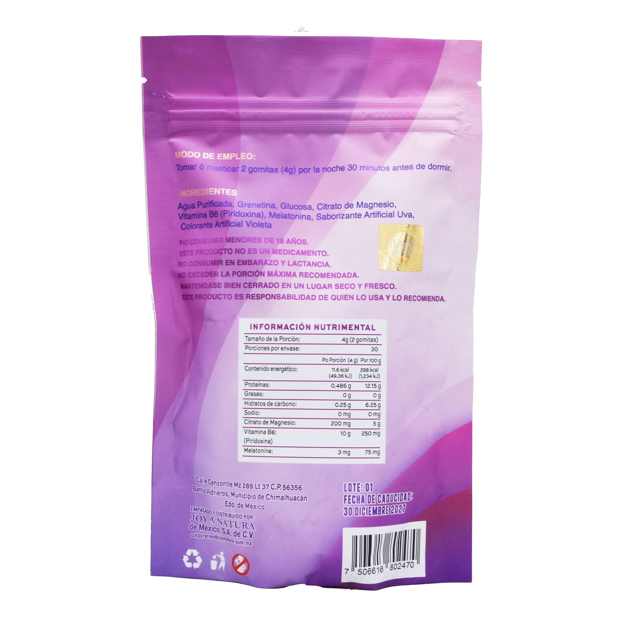 Citrato De Magnesio Uva 60 Gomitas