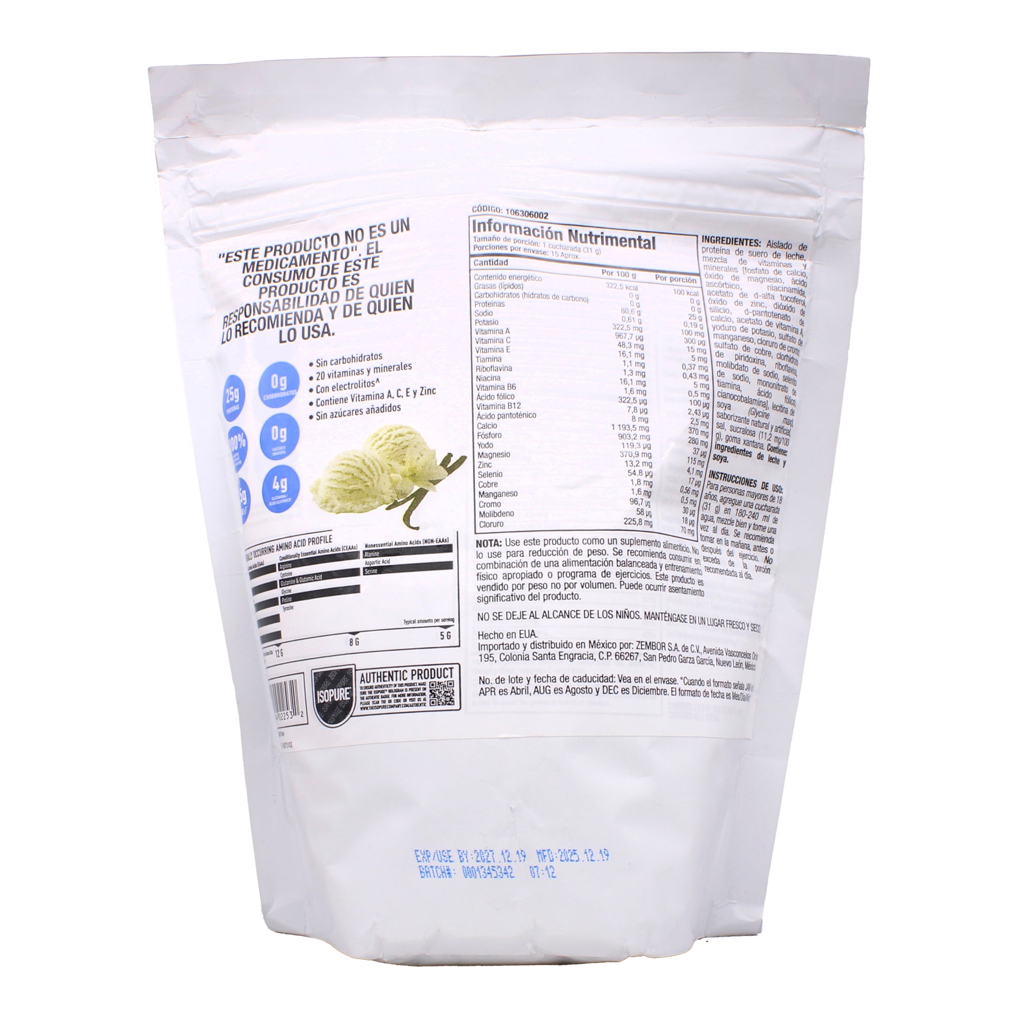 Isopure Zero Carb Creamy Vainilla 465 G